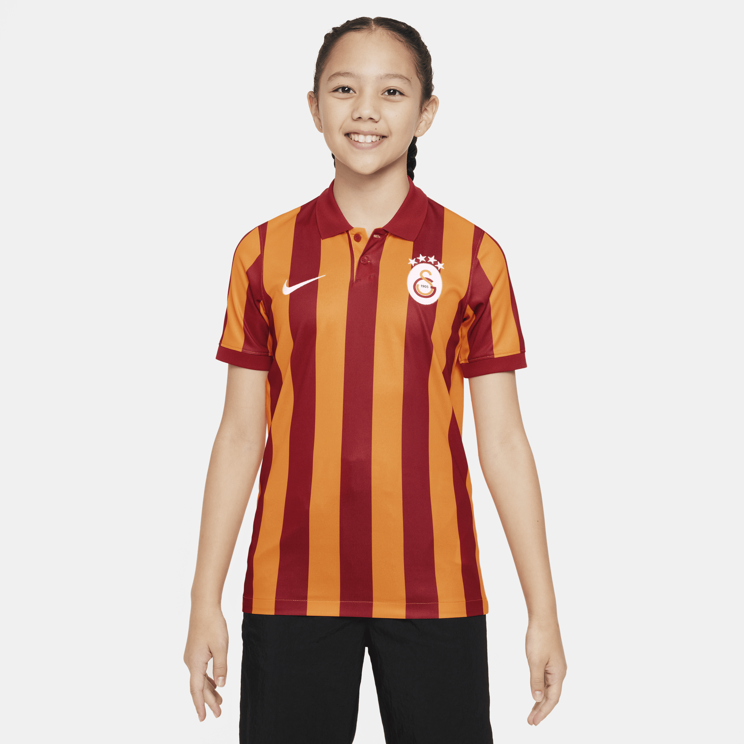 Galatasaray 2023/24 Stadium Third-Nike Dri-FIT-fodboldtrøje med korte ærmer til større børn - Orange