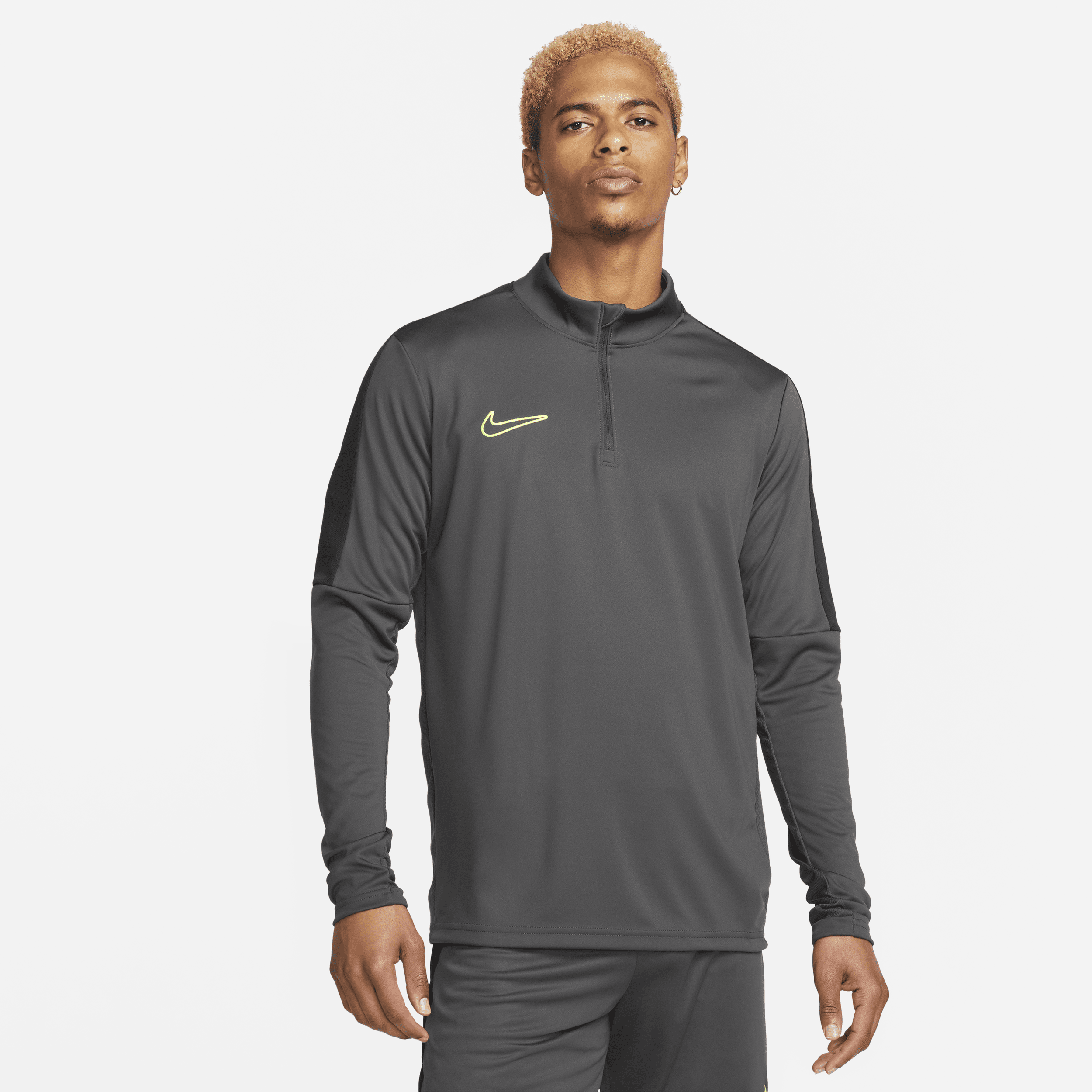 Nike Academy Dri-FIT-fodboldtrøje med 1/2 lynlås til mænd - grå