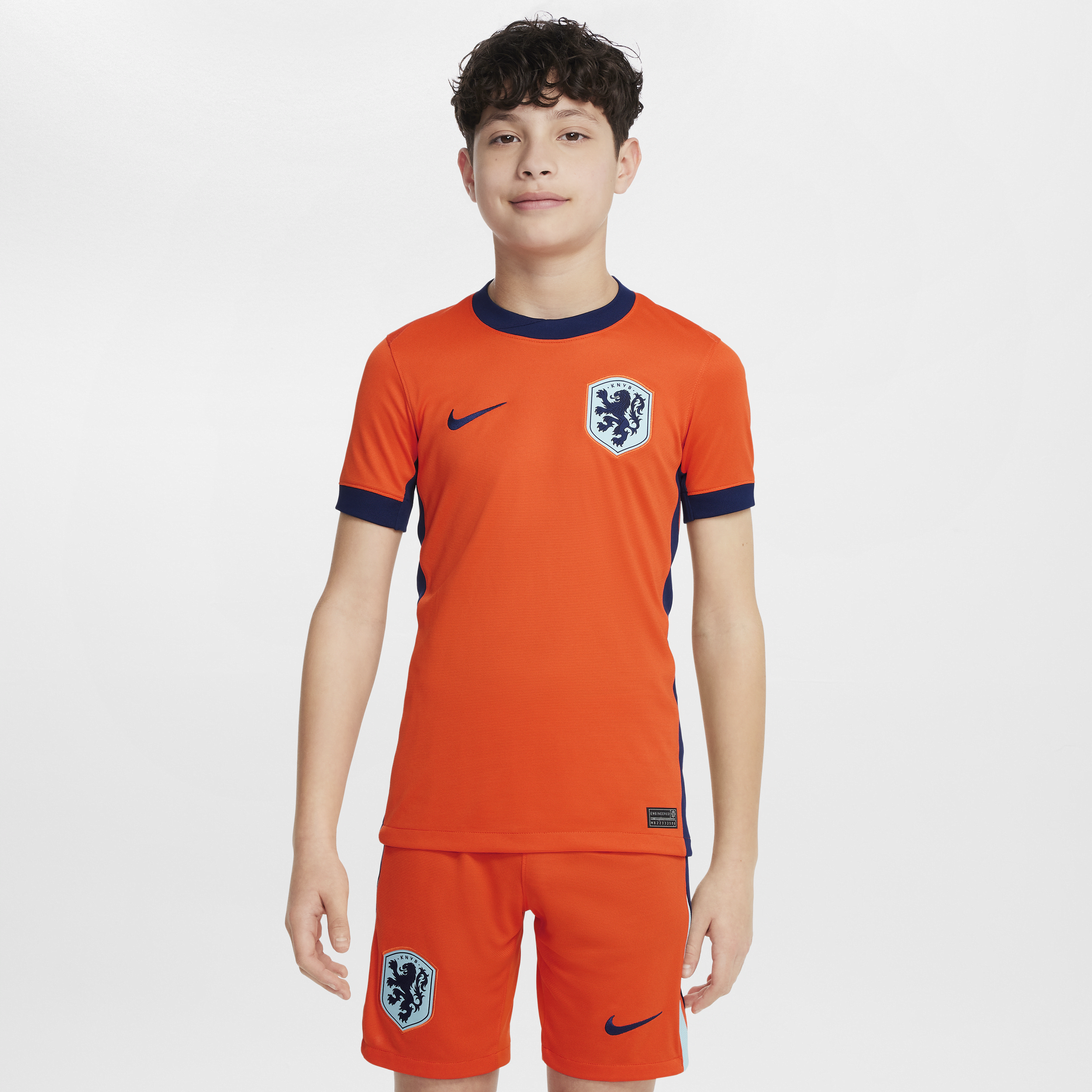 Maglia da calcio replica Nike Dri-FIT Olanda (squadra maschile) 2024/25 Stadium per ragazzo/a – Home - Arancione
