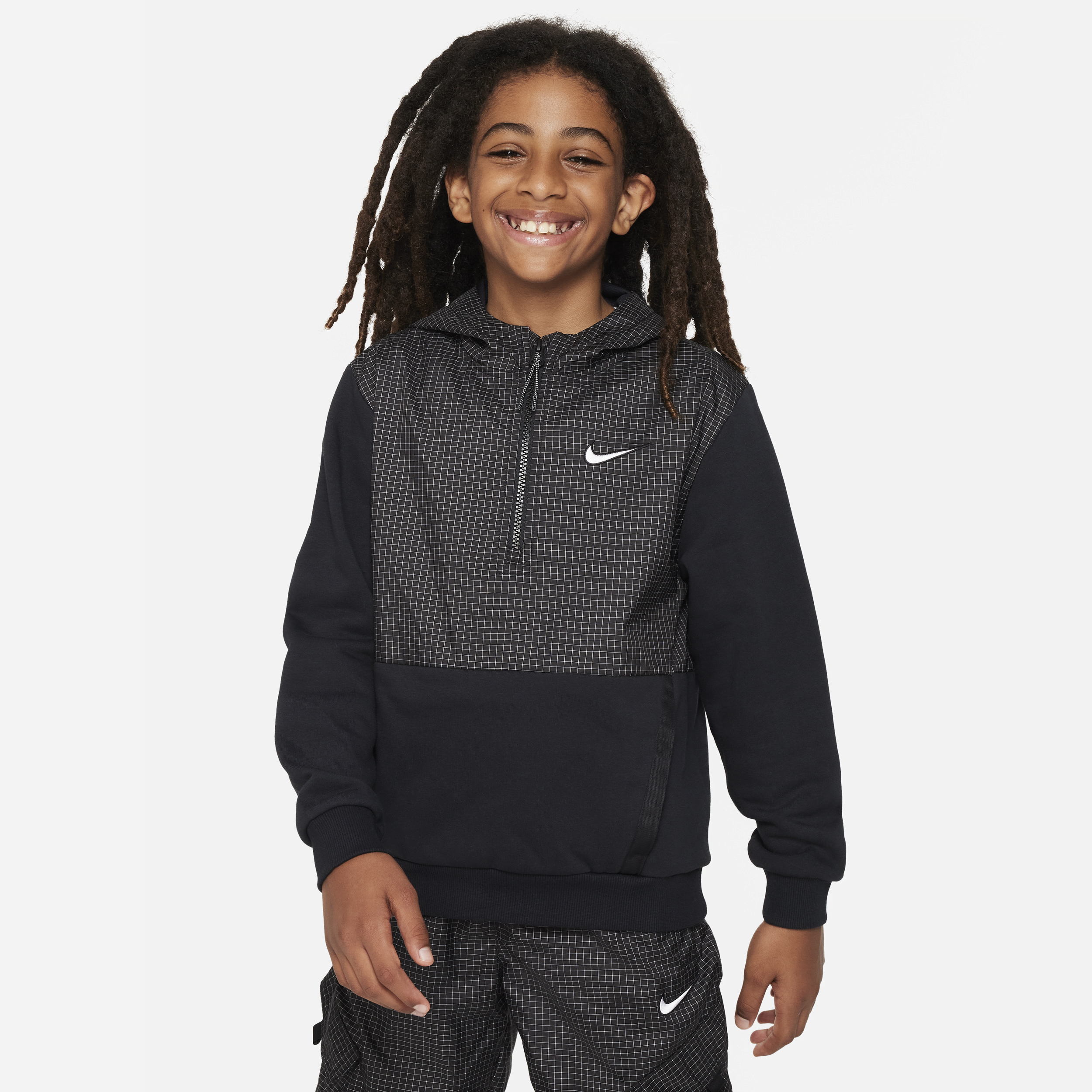 Nike Outdoor Play EasyOn-hættetrøje i fleece til større børn - sort