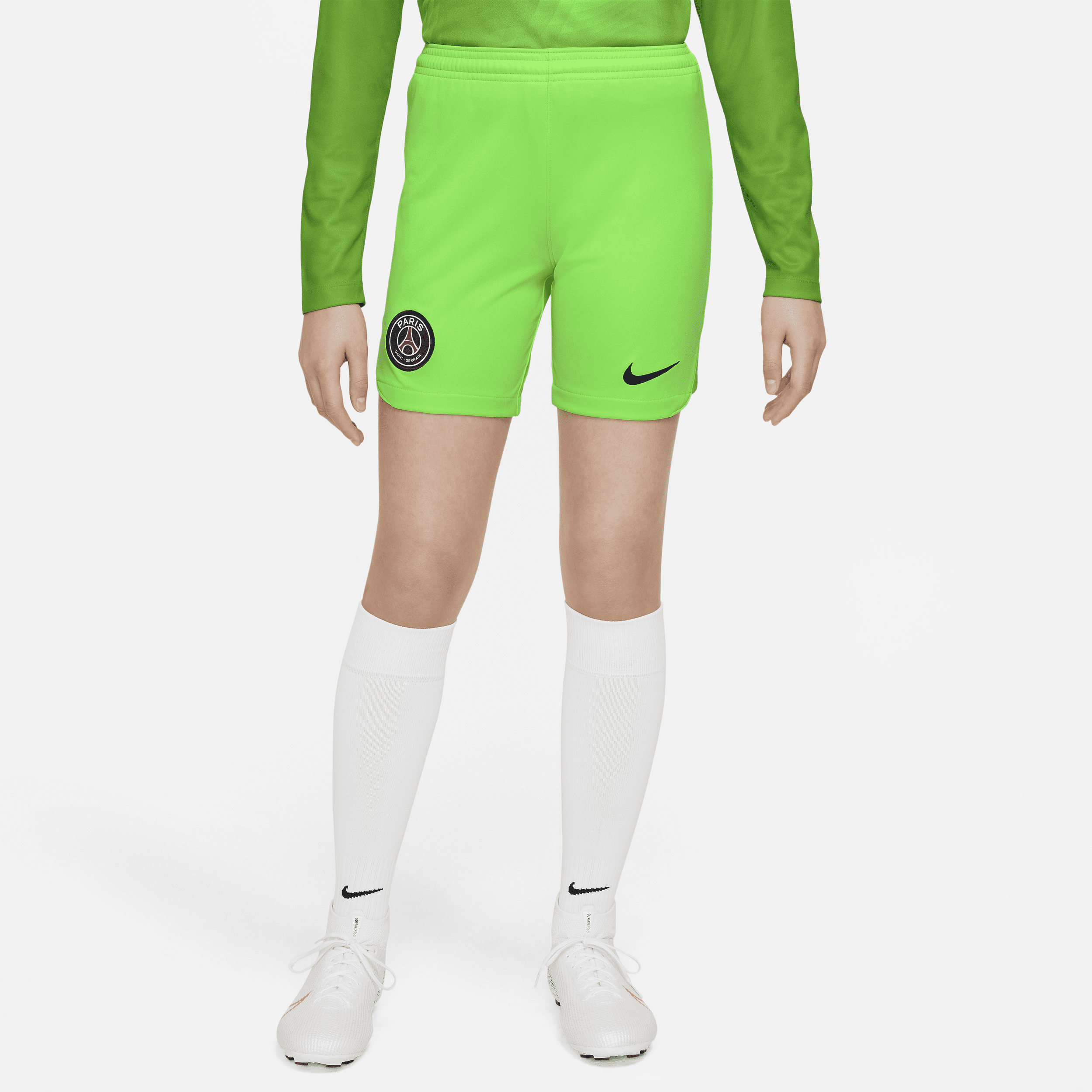 Paris Saint-Germain 2022/23 Stadium Goalkeeper Home-Nike Dri-FIT-fodboldshorts til større børn - grøn