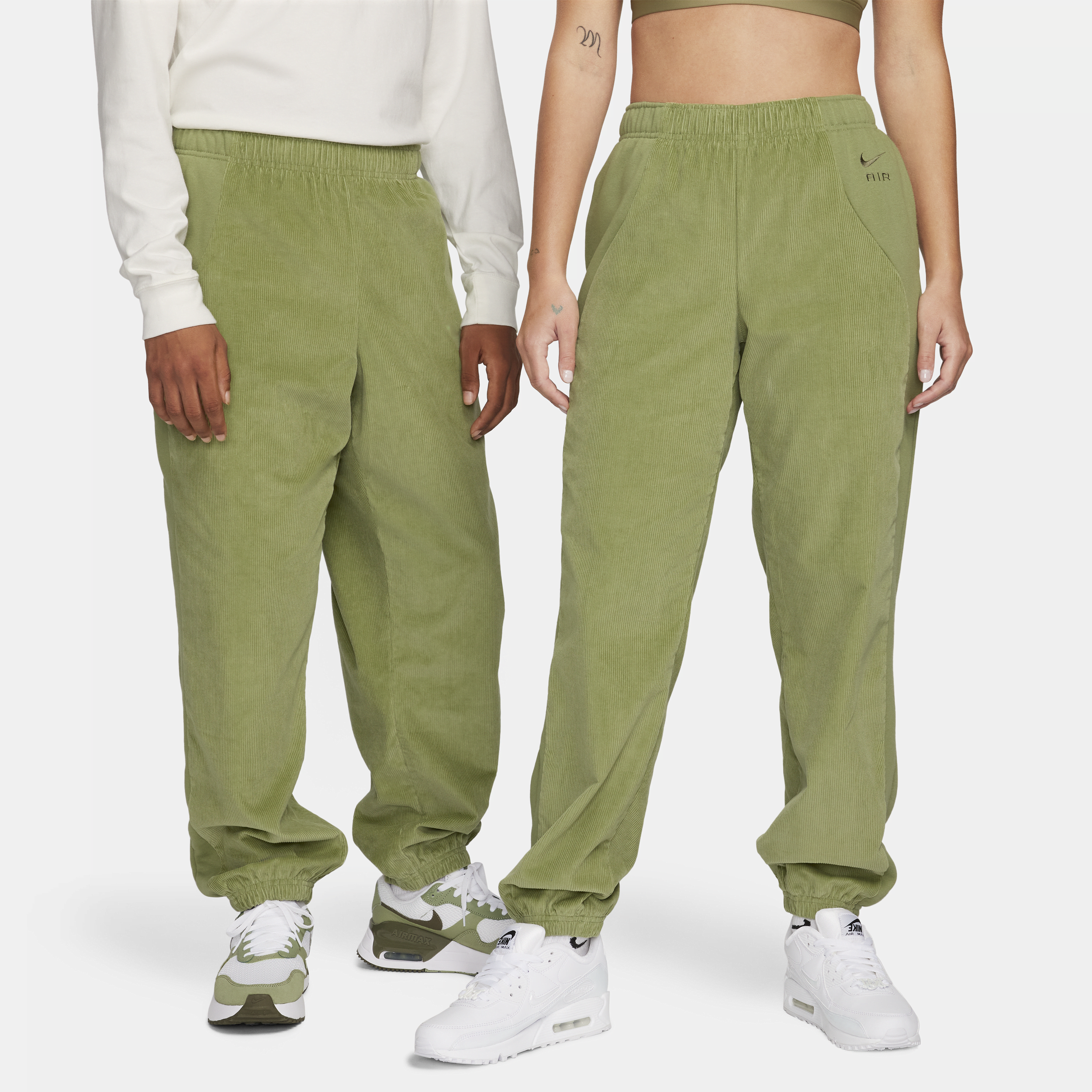 Nike Air Corduroy-fleecebroek met hoge taille voor dames - Groen