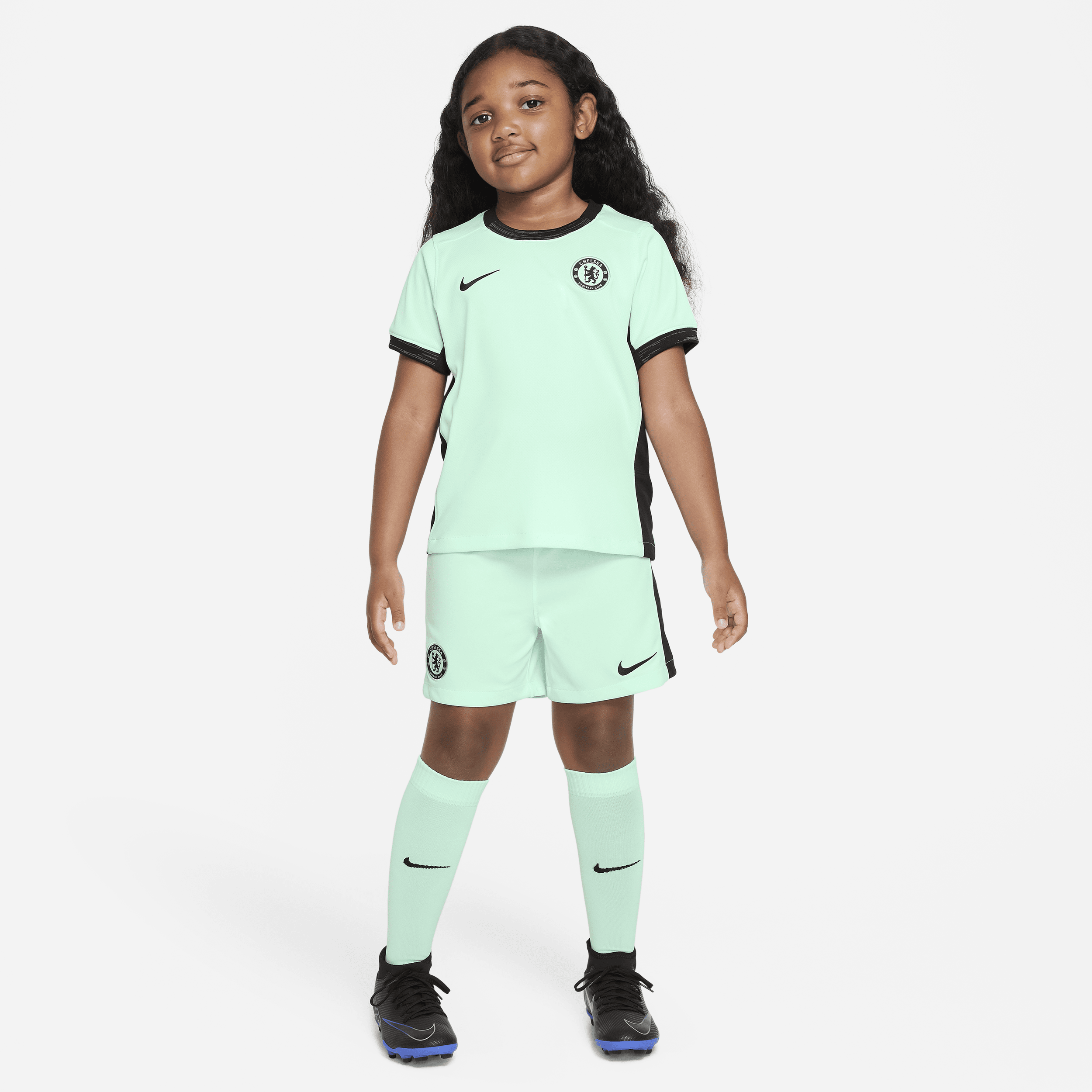 Chelsea FC 2023/24 Third Nike Dri-FIT-sæt i tre dele til mindre børn - grøn