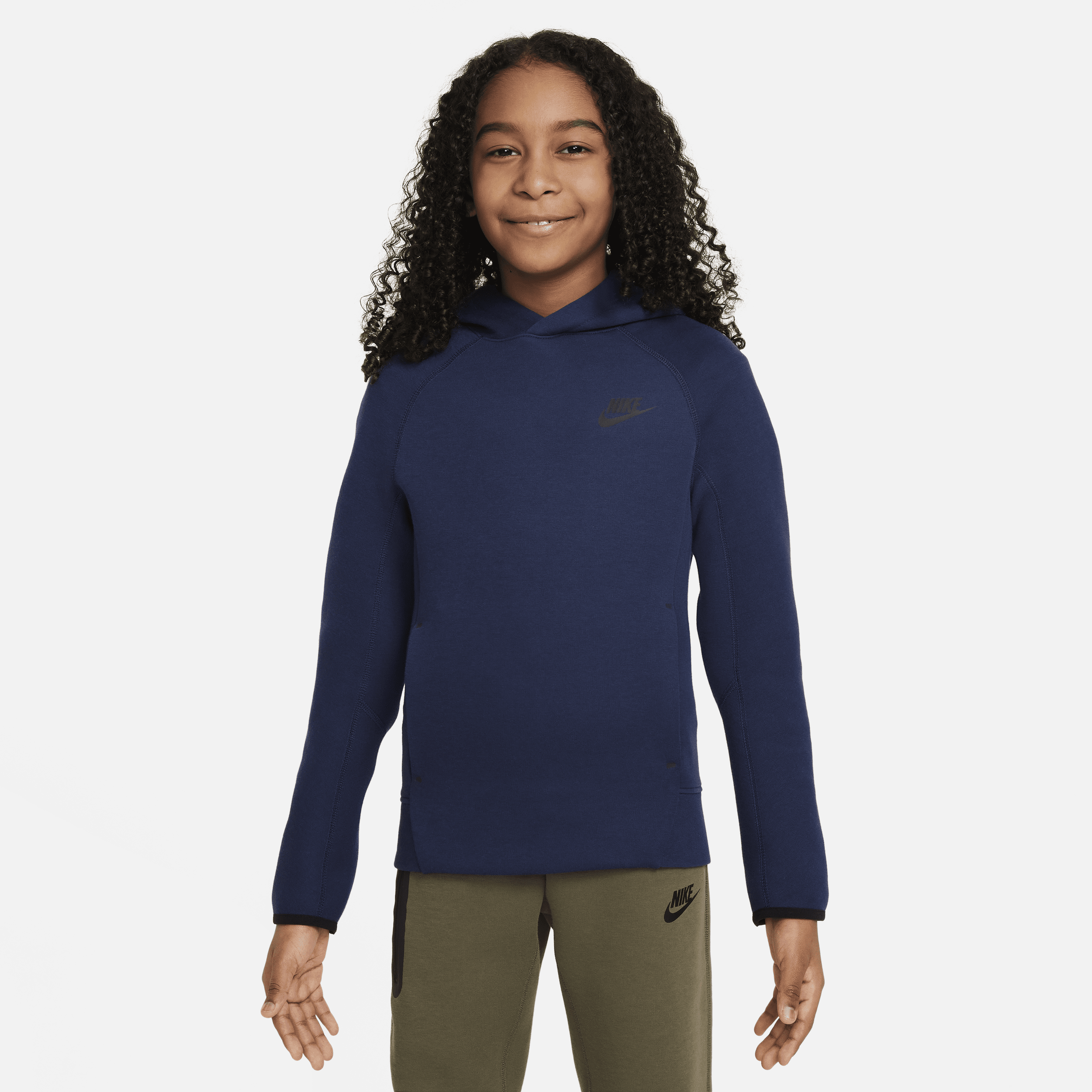 Nike Sportswear Tech Fleece-pullover-hættetrøje til større børn (drenge) - blå