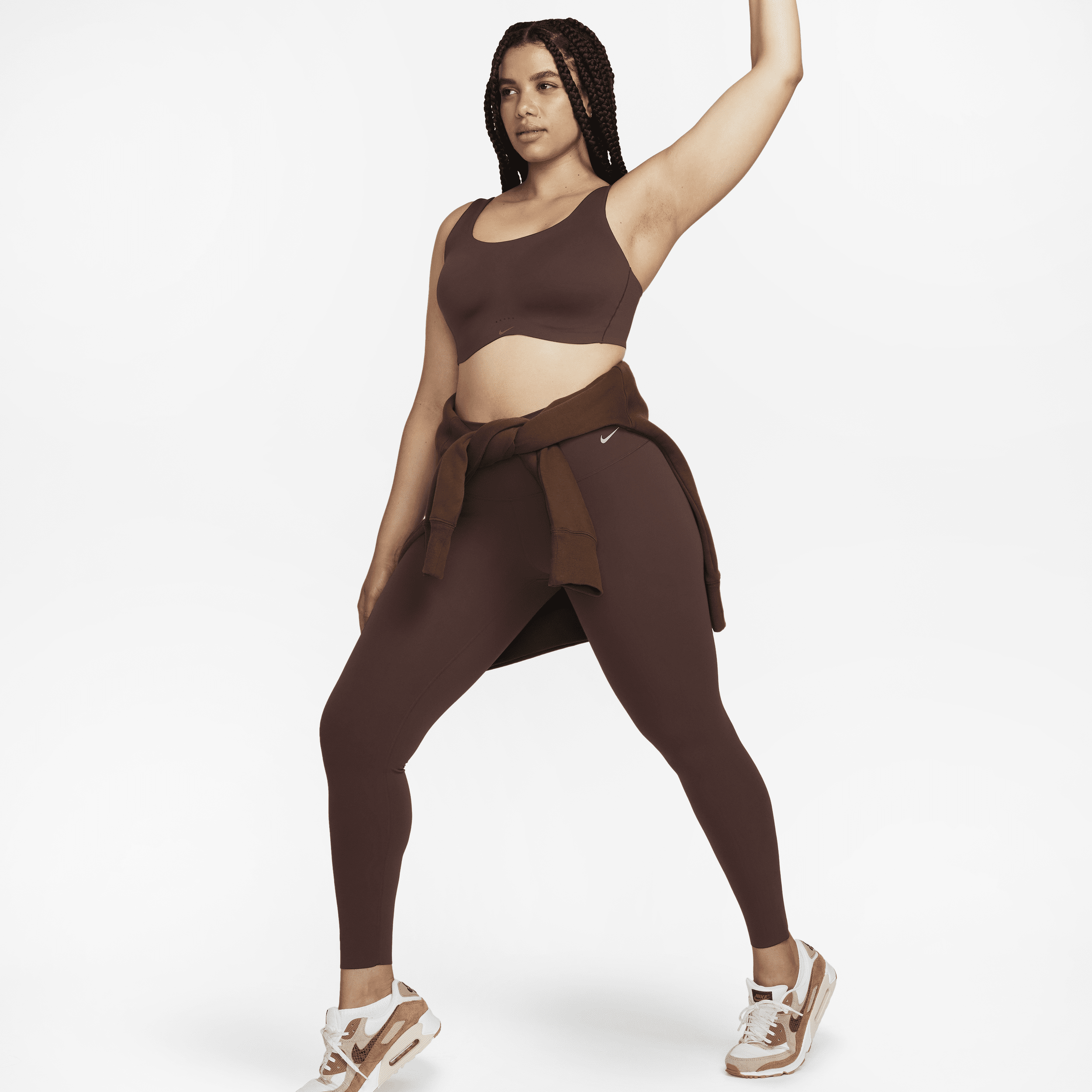 Nike Zenvy Leggings de talle alto, sujeción ligera y longitud completa - Mujer - Marrón