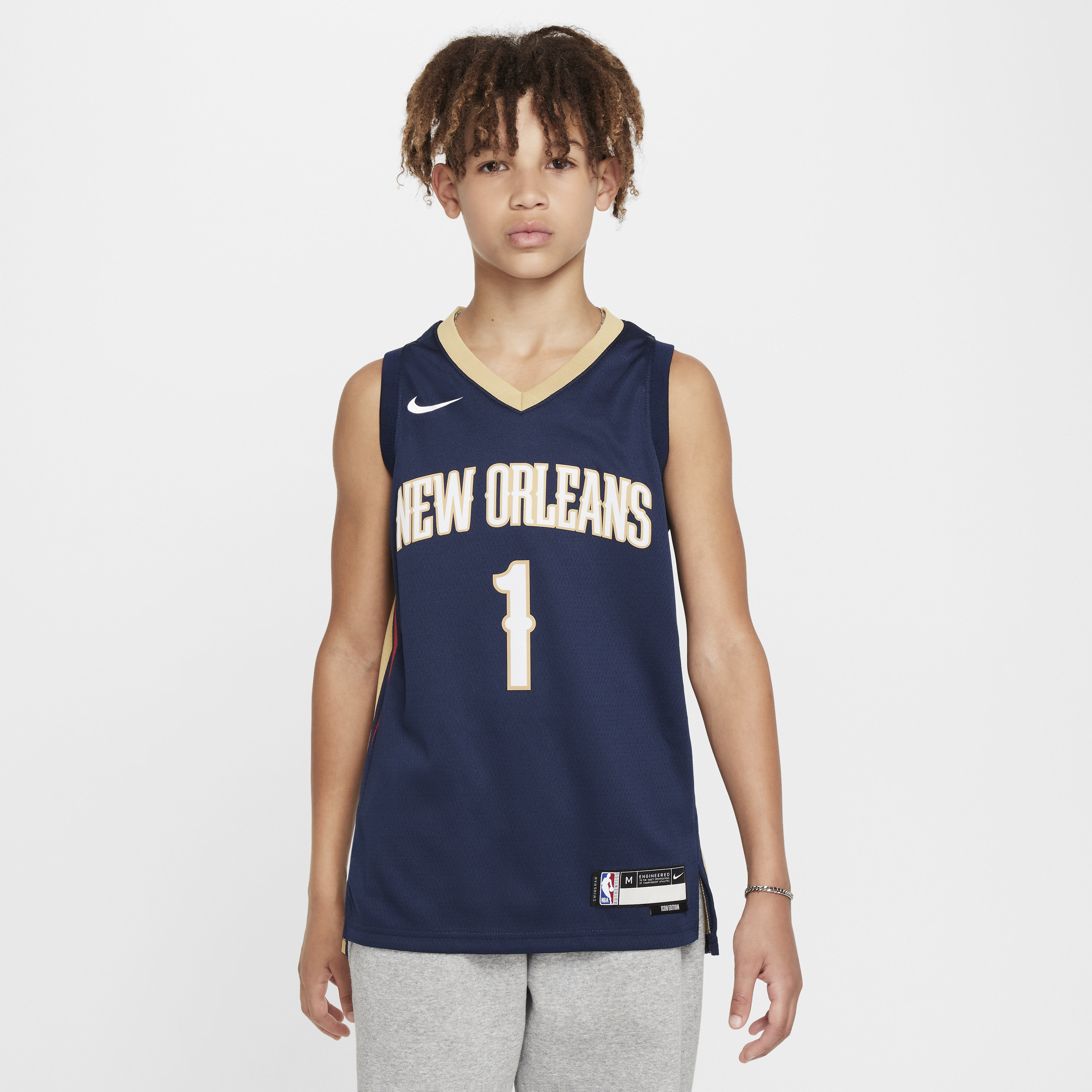 New Orleans Pelicans 2023/24 Icon Edition Nike Swingman NBA-jersey voor kids - Blauw
