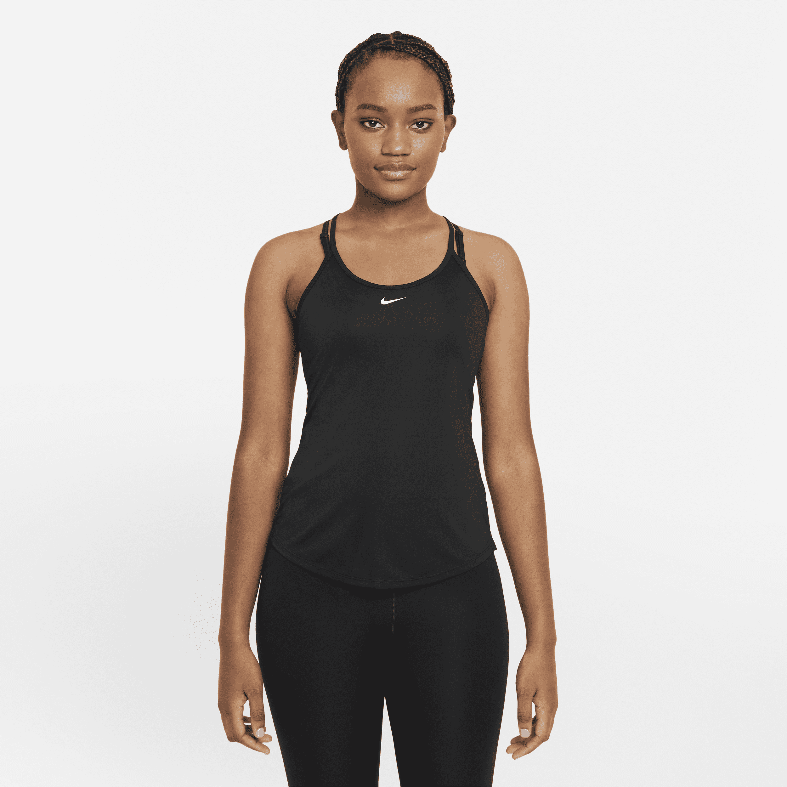 Nike Dri-FIT One Elastika-tanktop i standardpasform til kvinder - sort