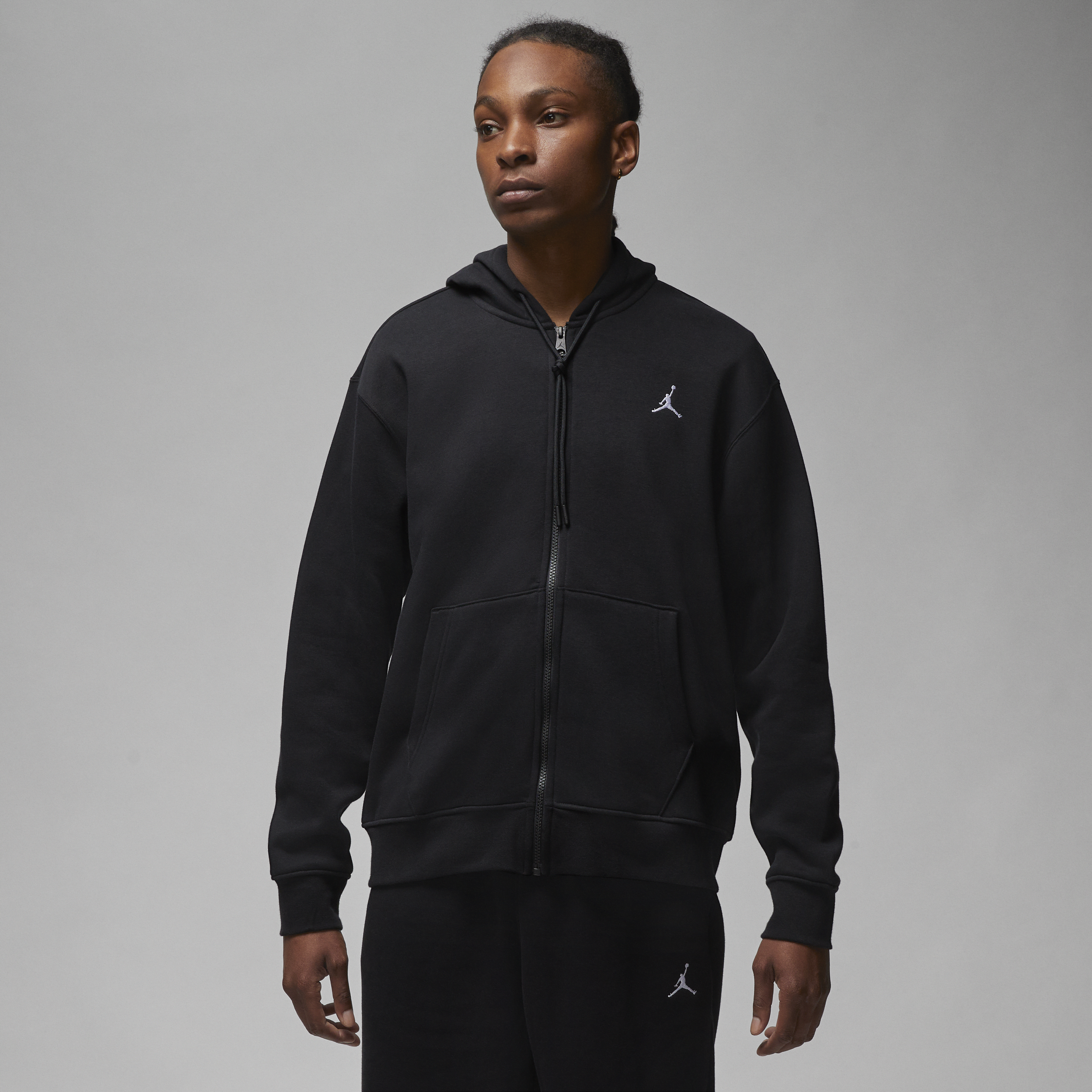 Jordan Brooklyn Fleece-hættetrøje med lynlås til mænd - sort