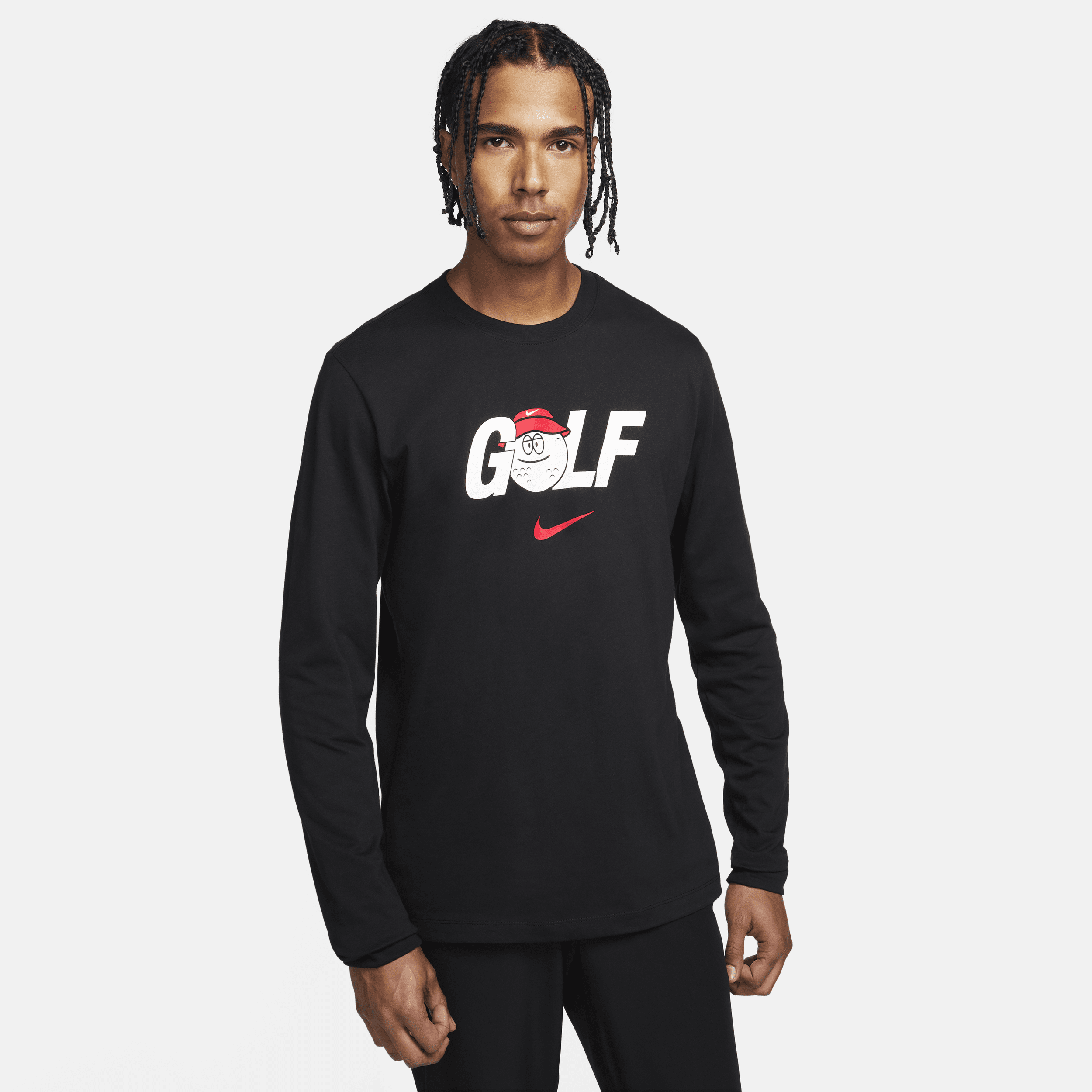 Langærmet Nike-golf-T-shirt til mænd - sort