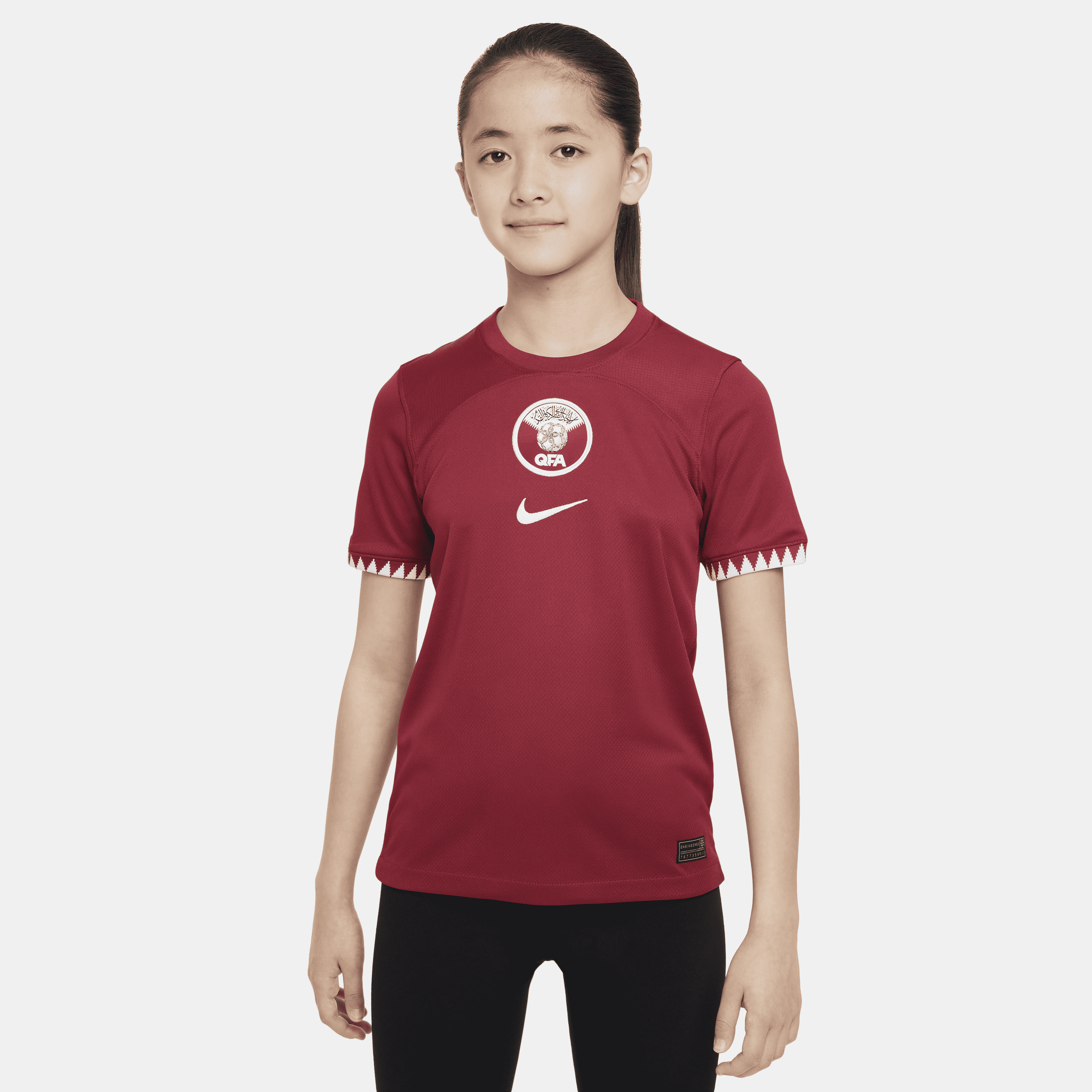 Qatar 2022/23 Stadium Home Nike Dri-FIT-fodboldtrøje til større børn - rød