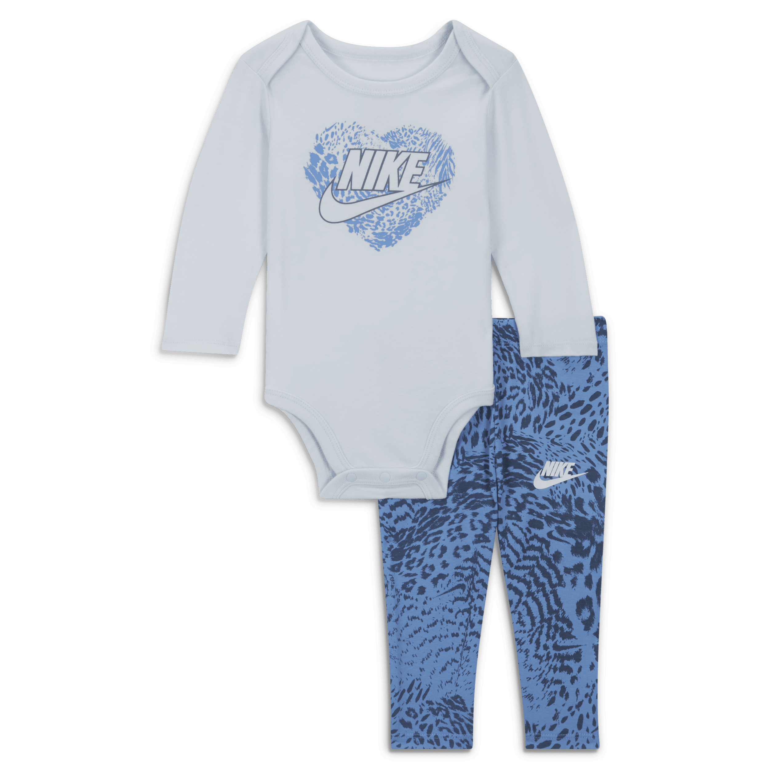 Completo in 2 pezzi con body e leggings Nike Animal Print – Neonati - Blu