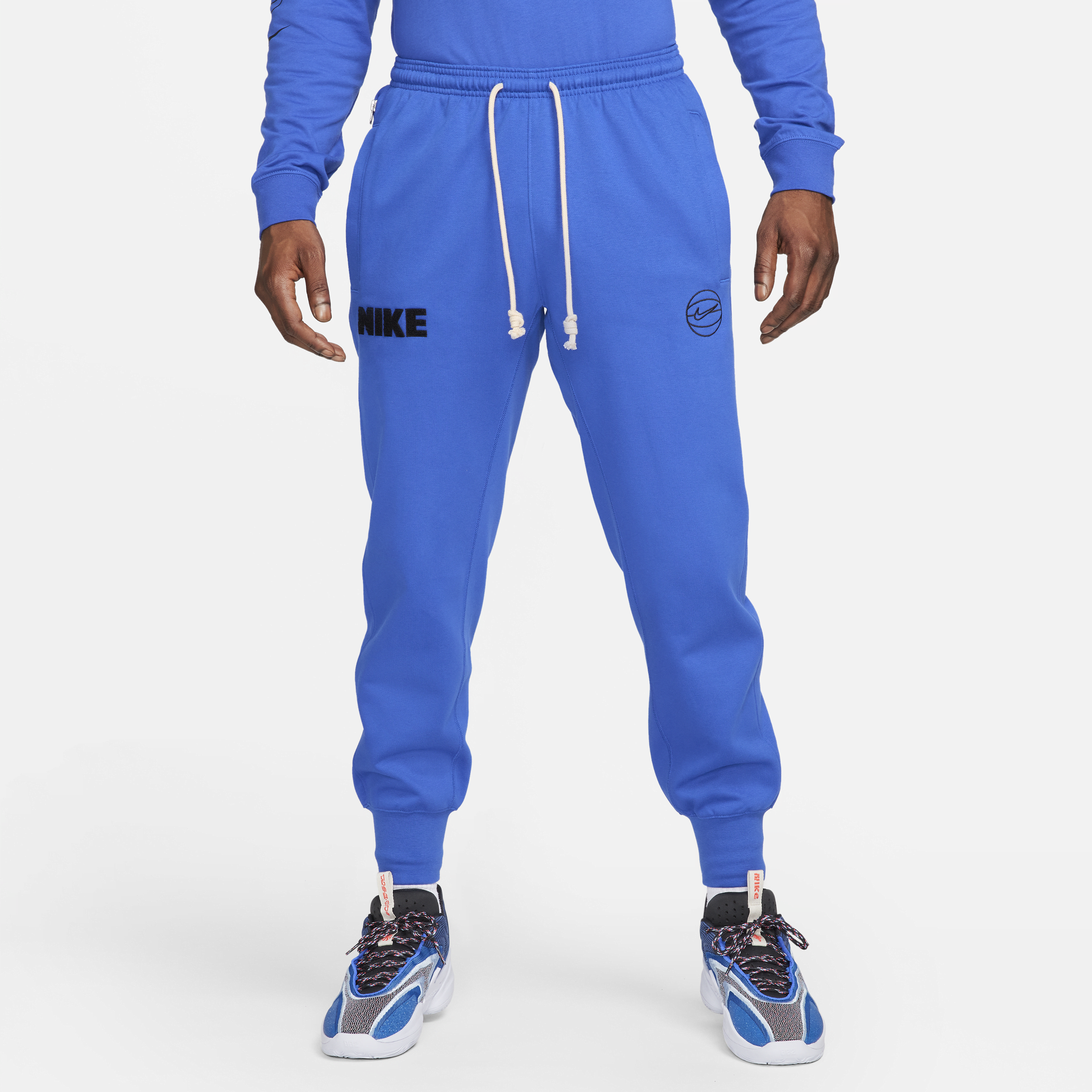 Nike Dri-FIT Standard Issue basketbalbroek met boorden voor heren - Blauw