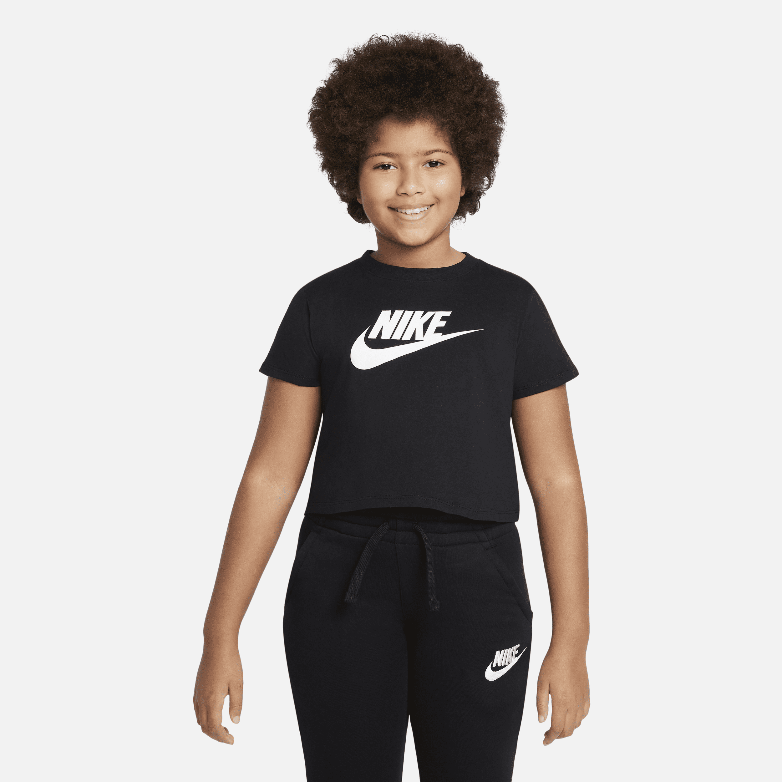 Nike Sportswear Cropped-T-shirt til større børn (piger) - sort
