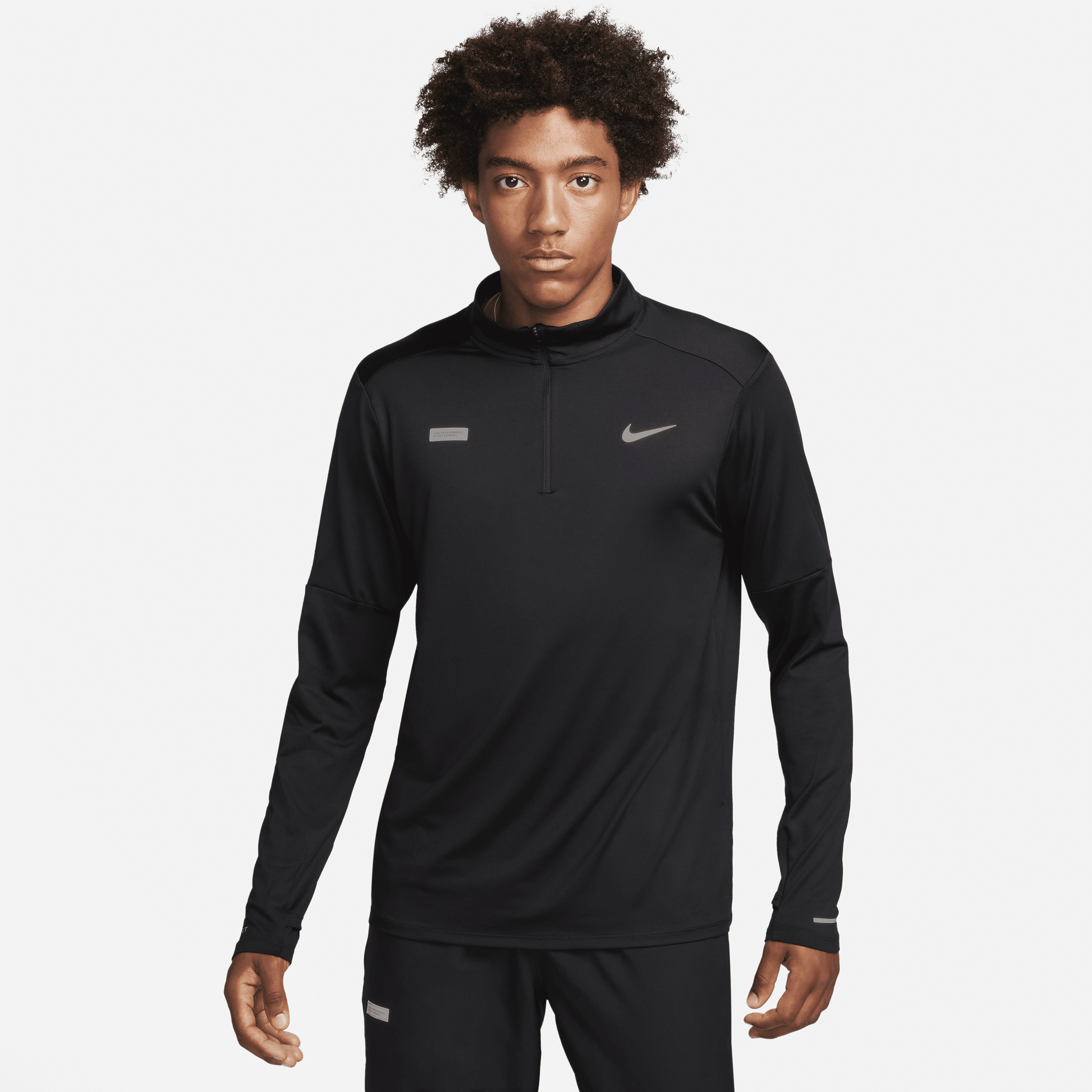 Nike Element Flash Dri-FIT-løbetop med 1/2 lynlås til mænd - sort