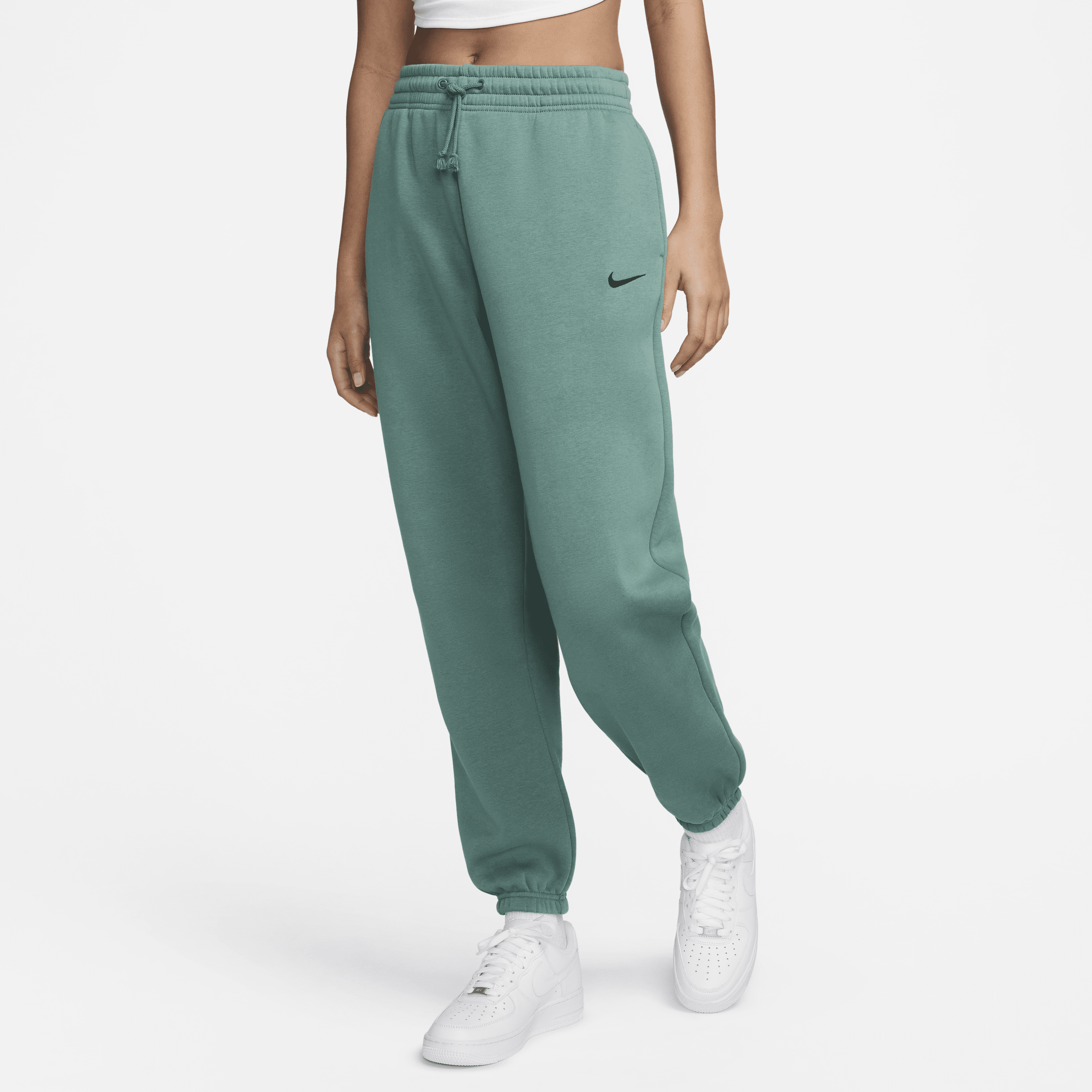 Overdimensionerede Nike Sportswear Phoenix Fleece-sweatpants med høj talje til kvinder - grøn