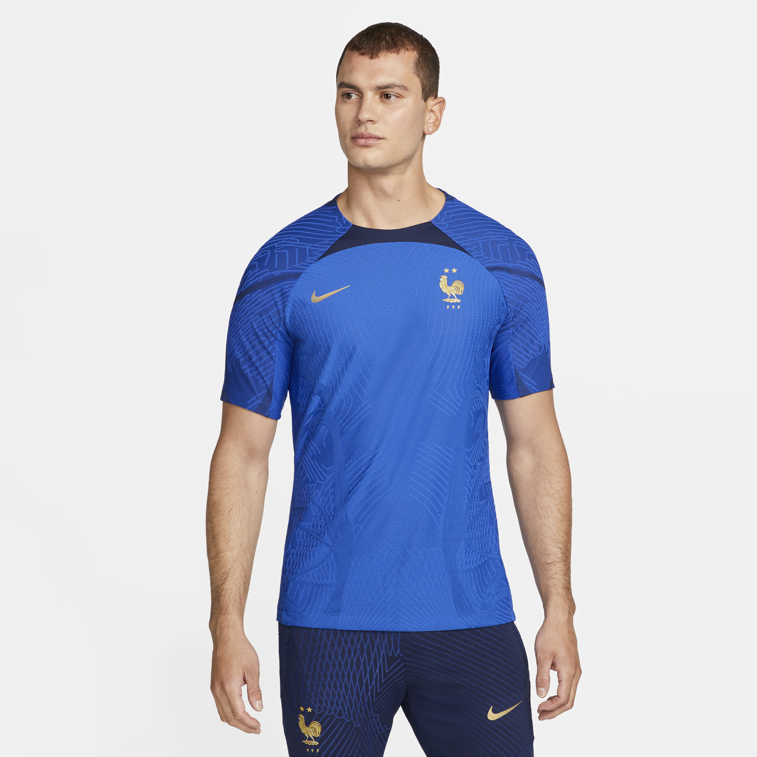 FFF Strike Elite Nike Dri-FIT ADV-fodboldtrøje med korte ærmer til mænd - blå