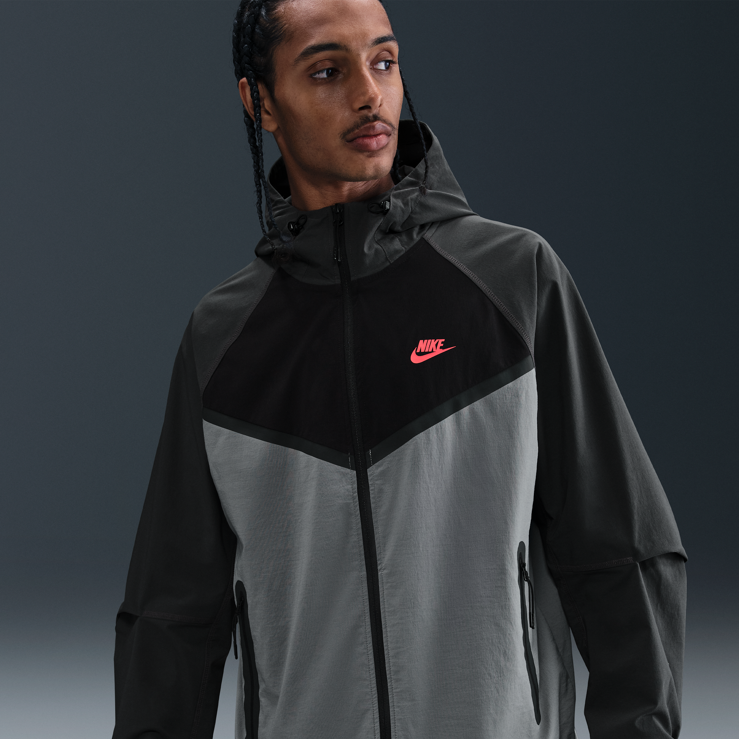 Giacca Windrunner in tessuto con zip a tutta lunghezza Nike Tech – Uomo - Grigio
