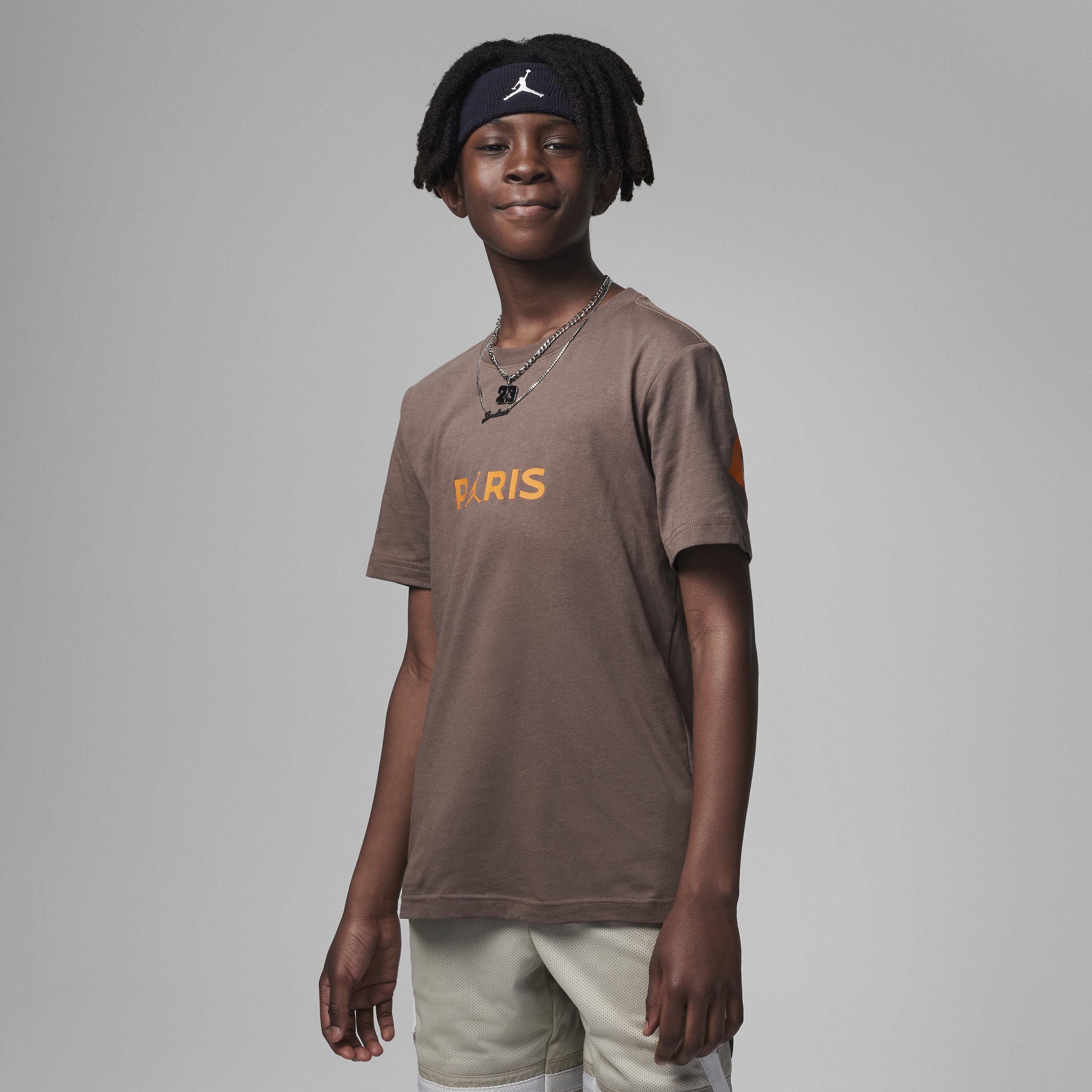 Jordan Paris Saint-Germain Wordmark-T-shirt til større børn - brun