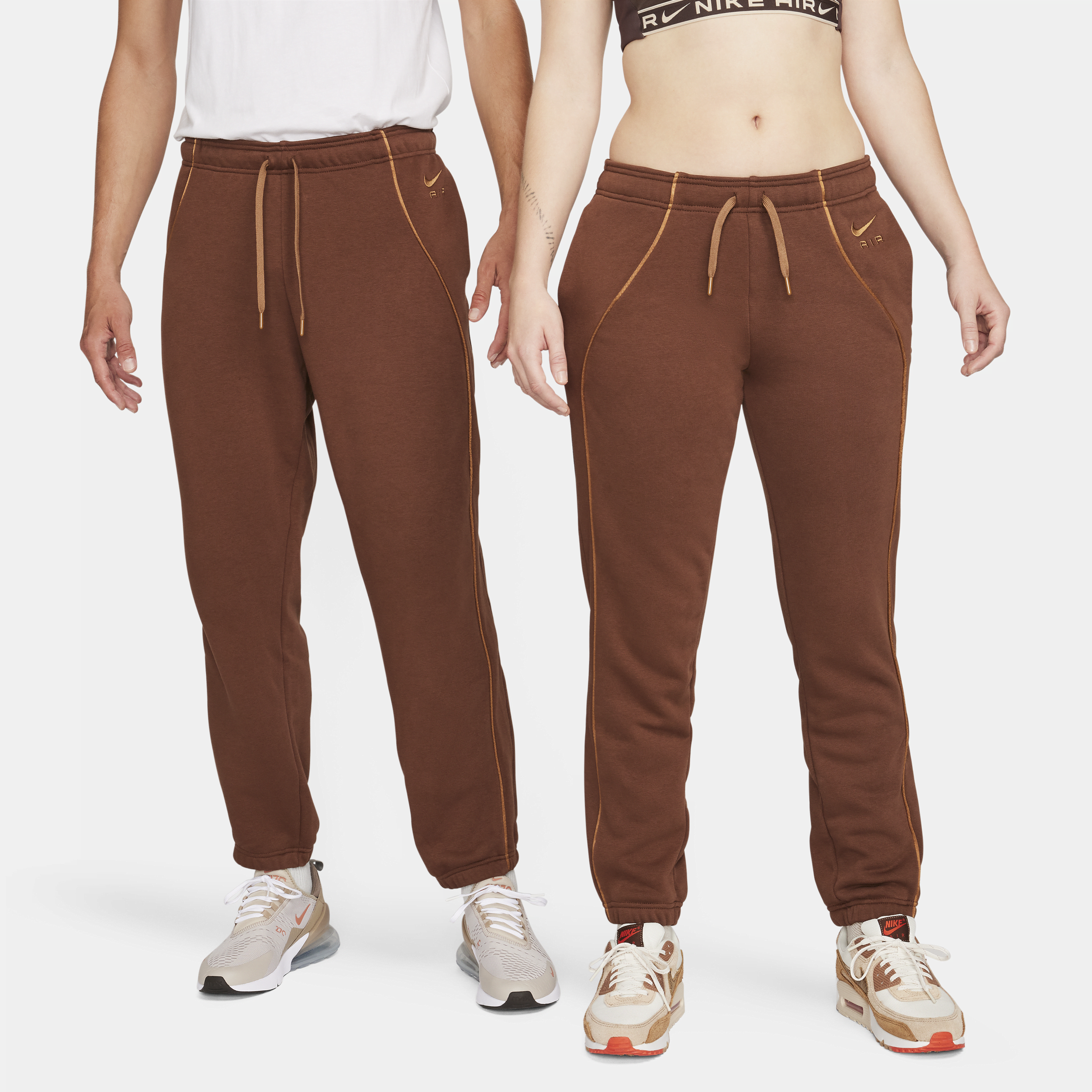 Nike Air-joggers i fleece med mellemhøj talje til kvinder - brun