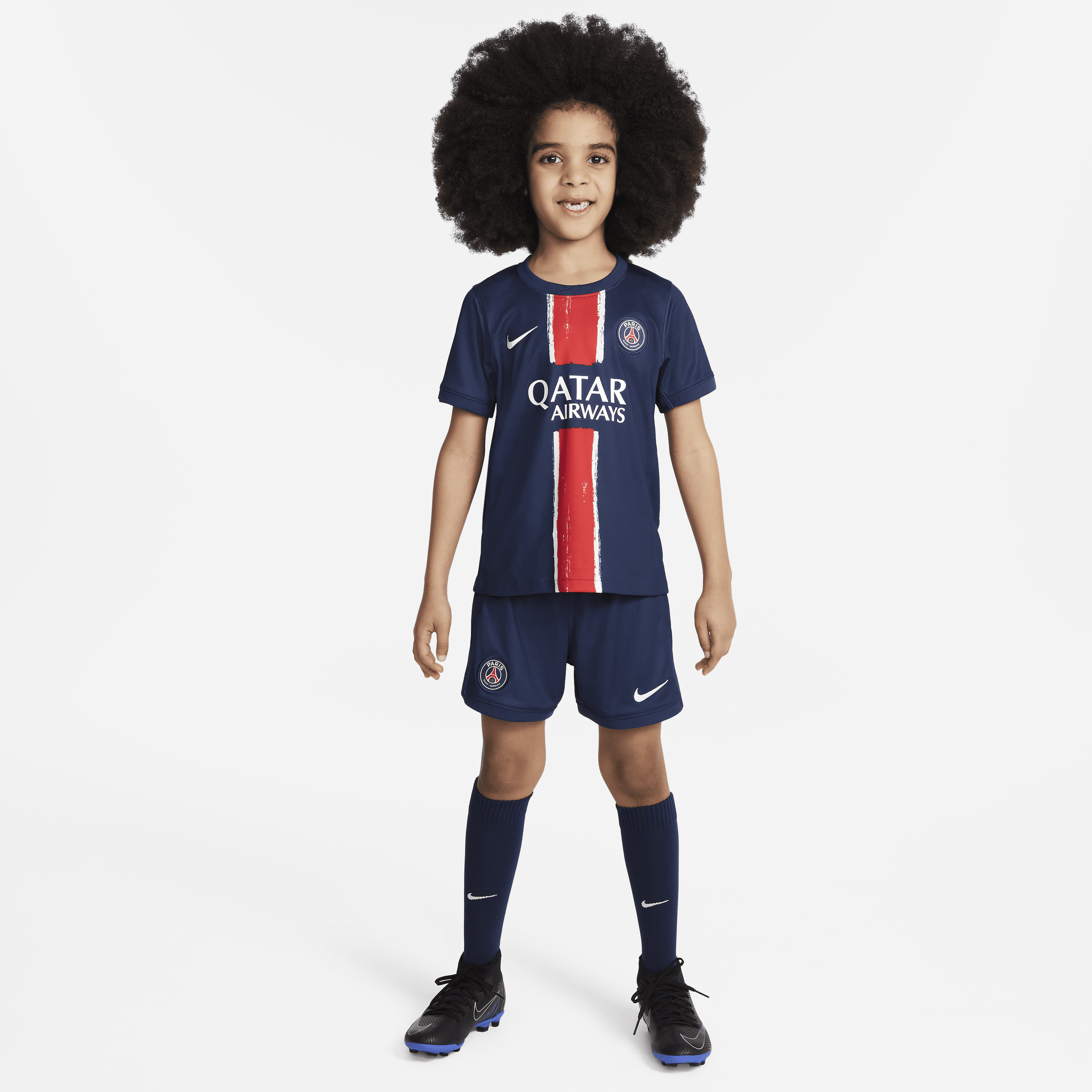 Divisa da calcio replica in 3 pezzi Nike Paris Saint-Germain 2024 Stadium per bambino/a – Home - Blu