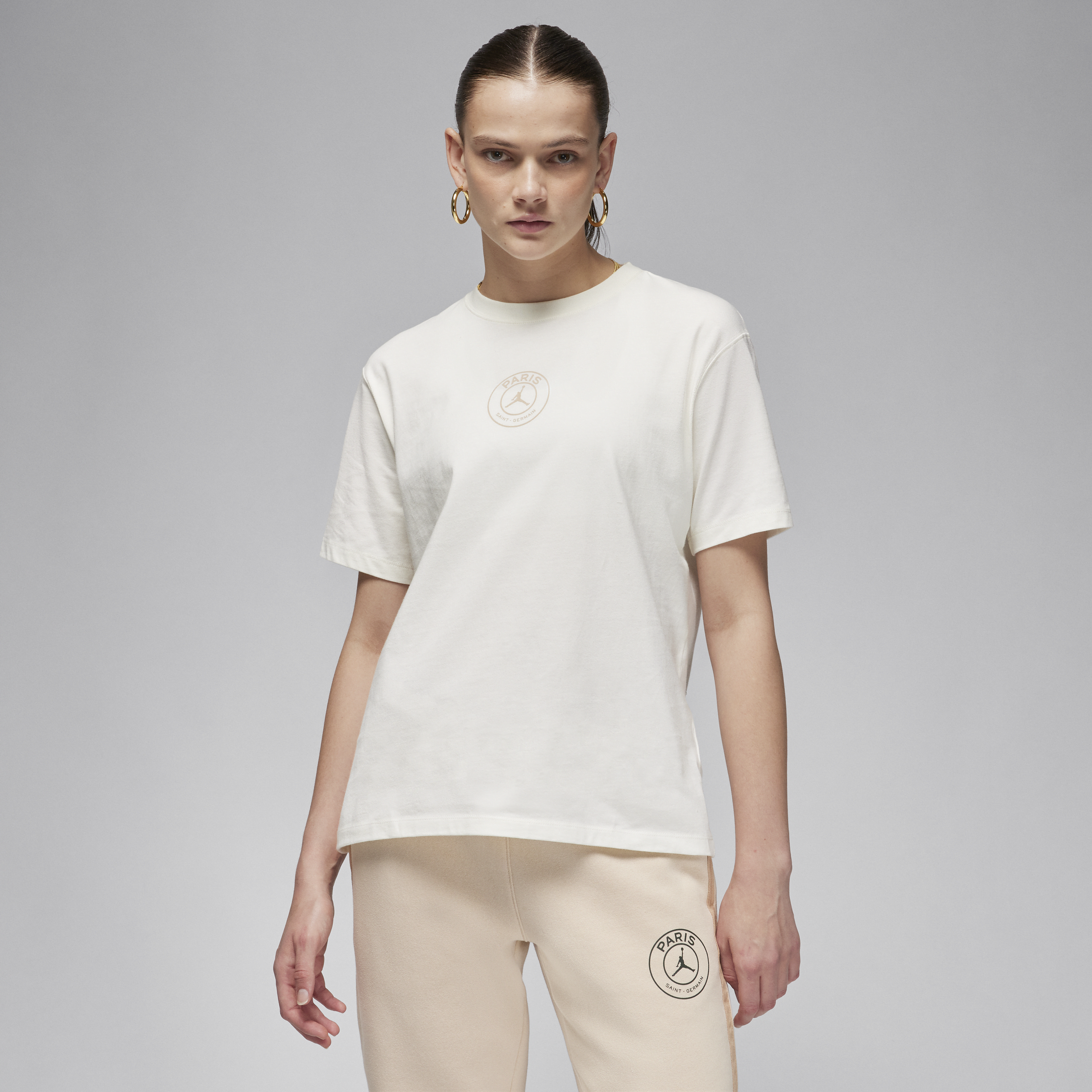 Nike Paris Saint-Germain Jordan-T-shirt til fodbold med grafik til kvinder - hvid