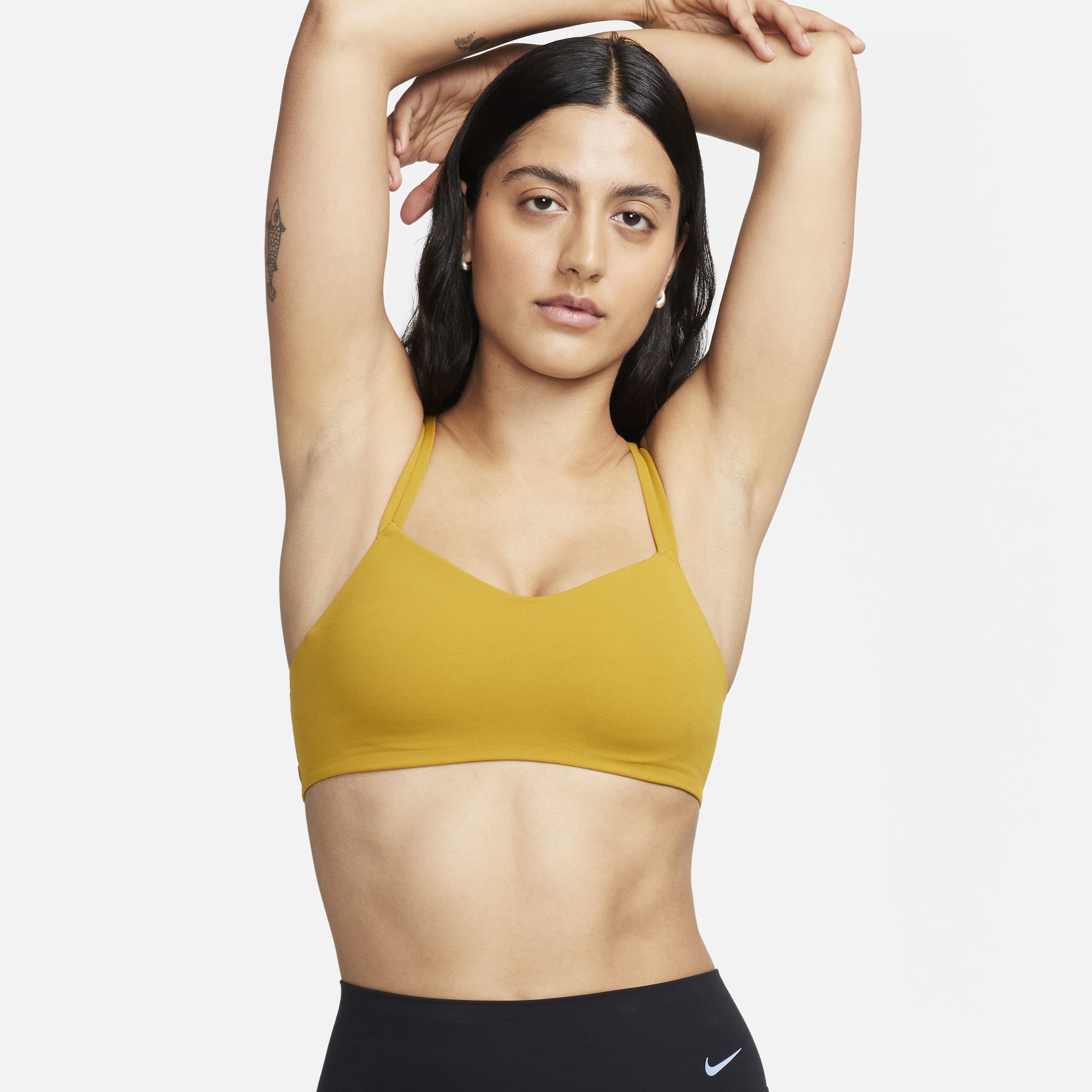 Nike Zenvy Strappy-sports-bh med let støtte og indlæg til kvinder - brun