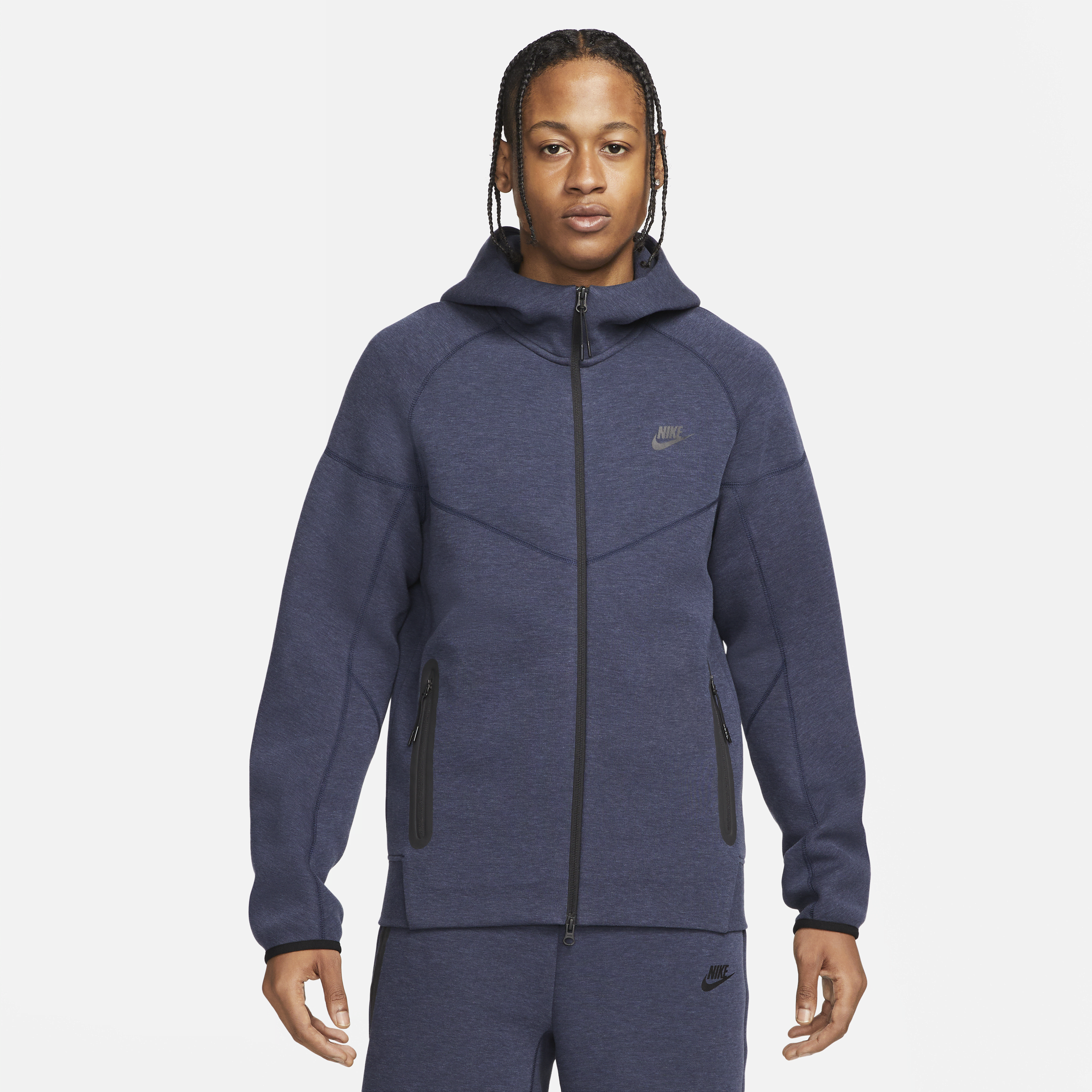Nike Sportswear Tech Fleece Windrunner-hættetrøje med lynlås til mænd - blå