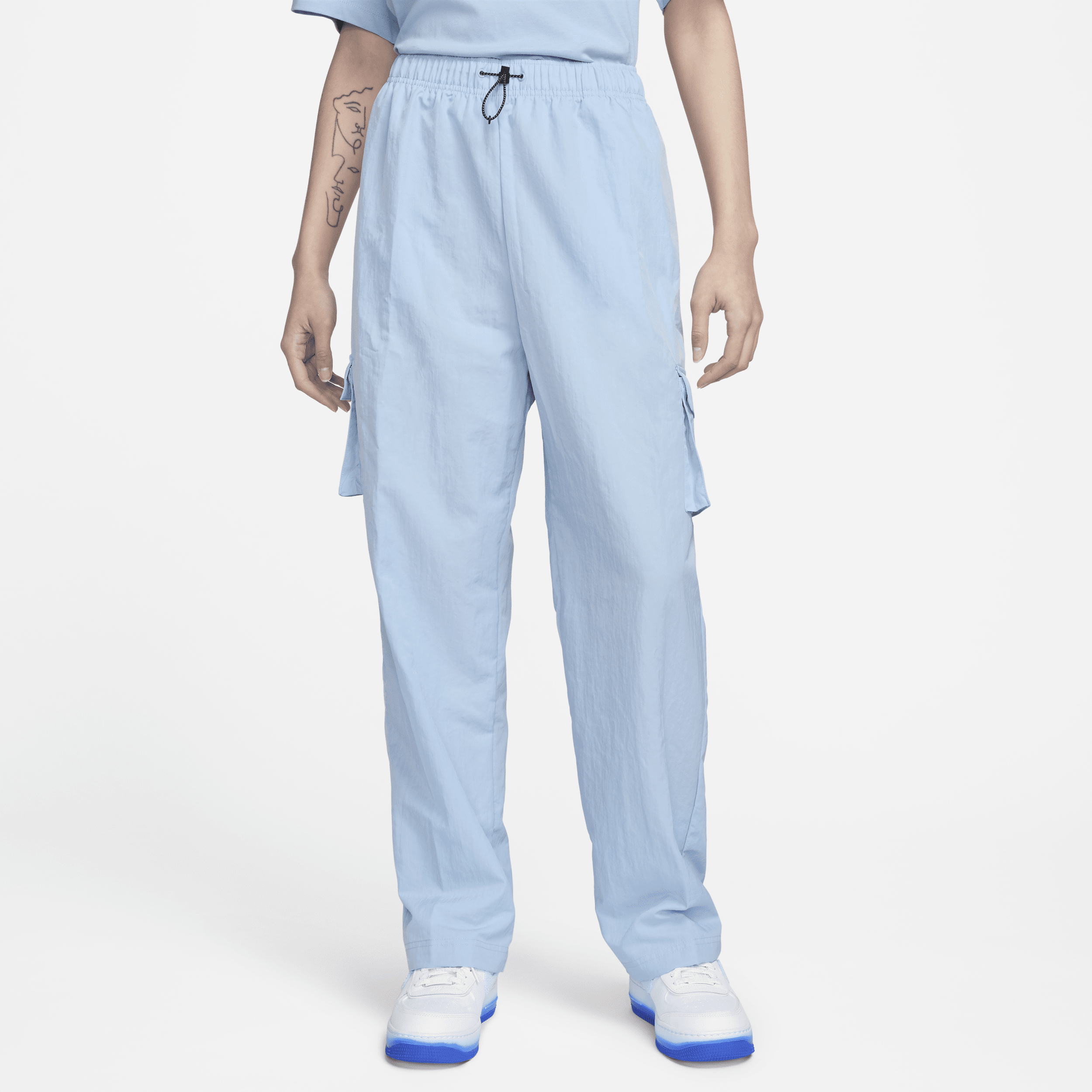 Pantaloni cargo a vita alta in tessuto Nike Sportswear Essential - Donna - Blu