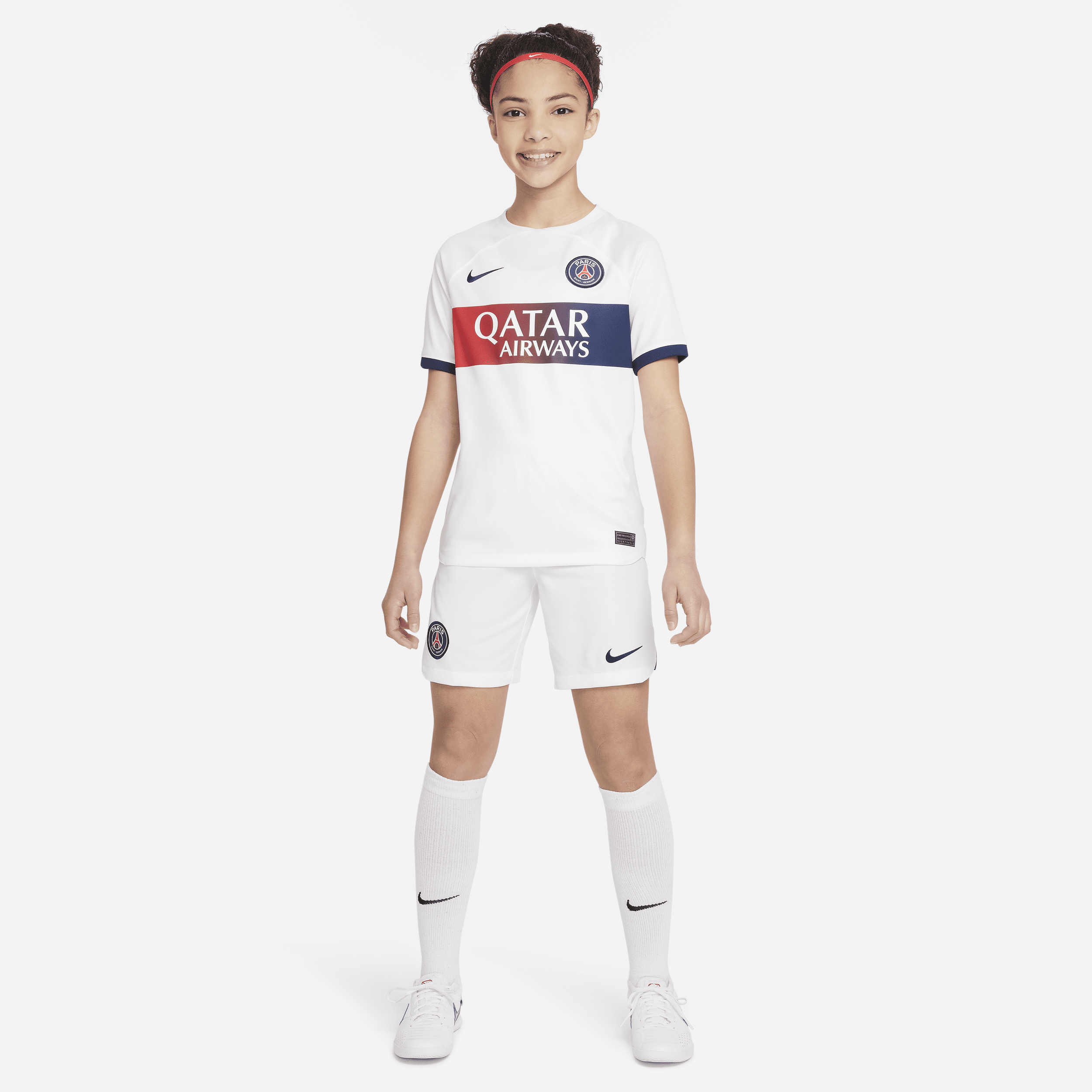 Shorts da calcio Nike Dri-FIT Paris Saint-Germain 2023/24 Stadium per ragazzi – Home/Away - Bianco