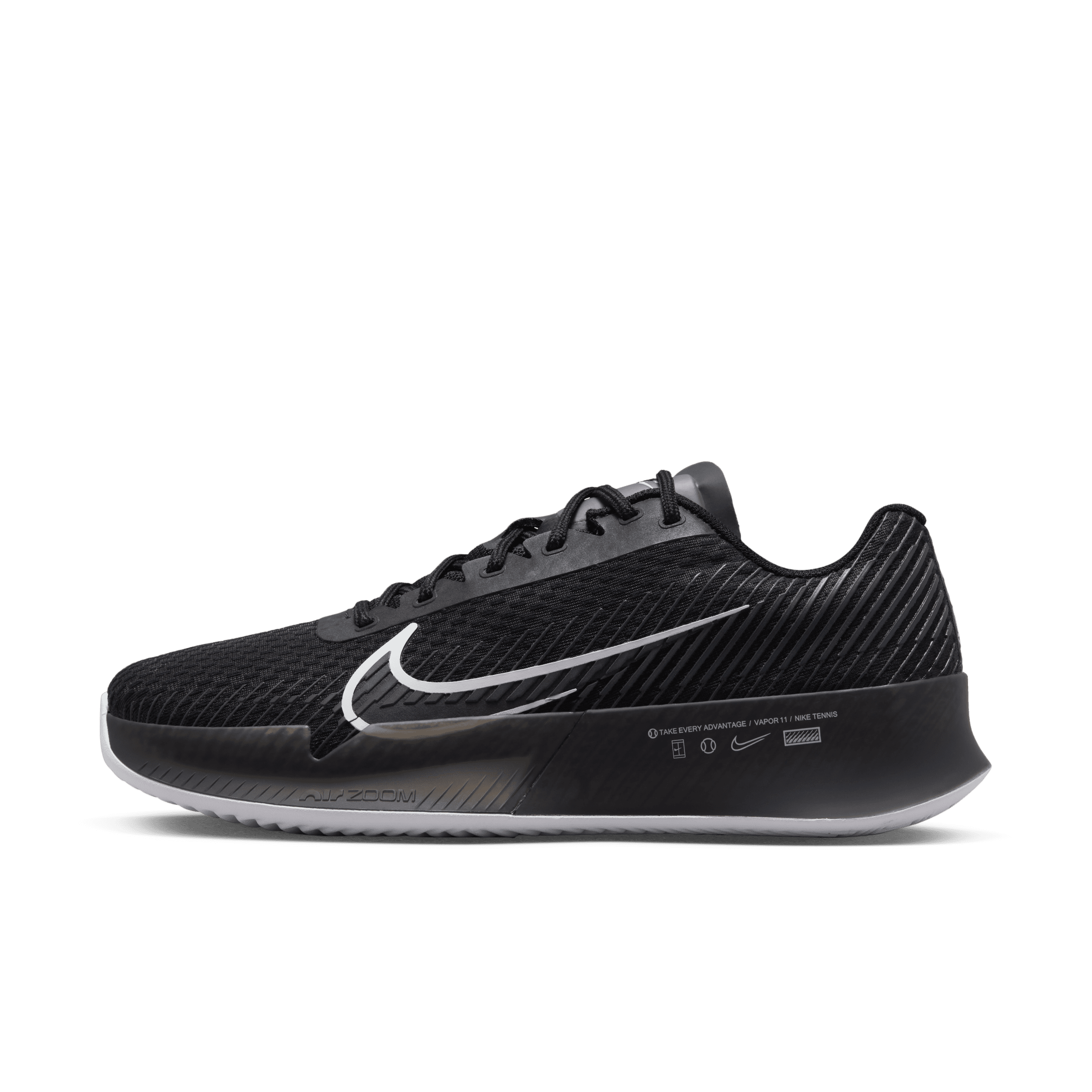 NikeCourt Air Zoom Vapor 11-tennissko til grus til kvinder - sort
