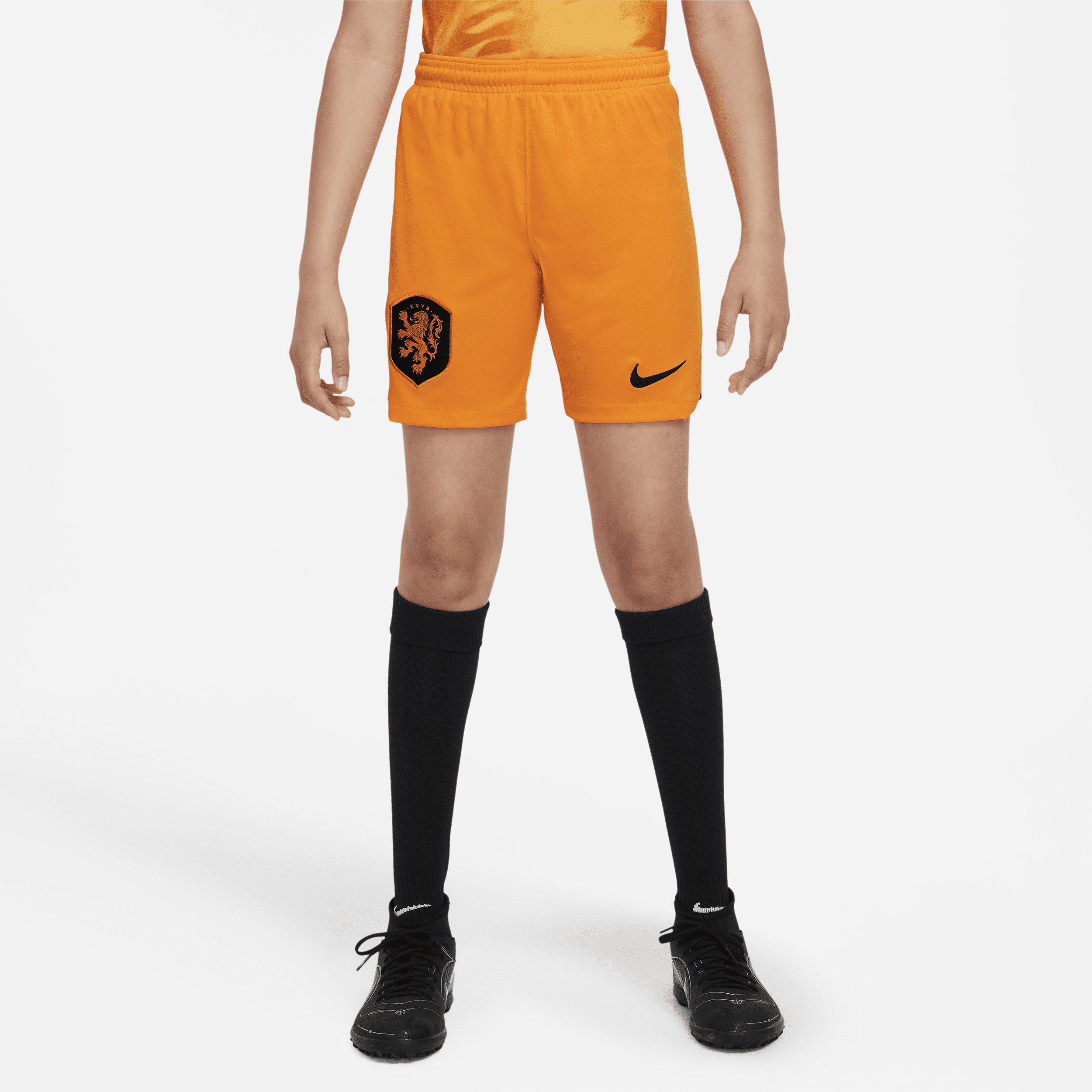 Netherlands 2022/23 Stadium Home Nike Dri-FIT-fodboldshorts til større børn - Orange