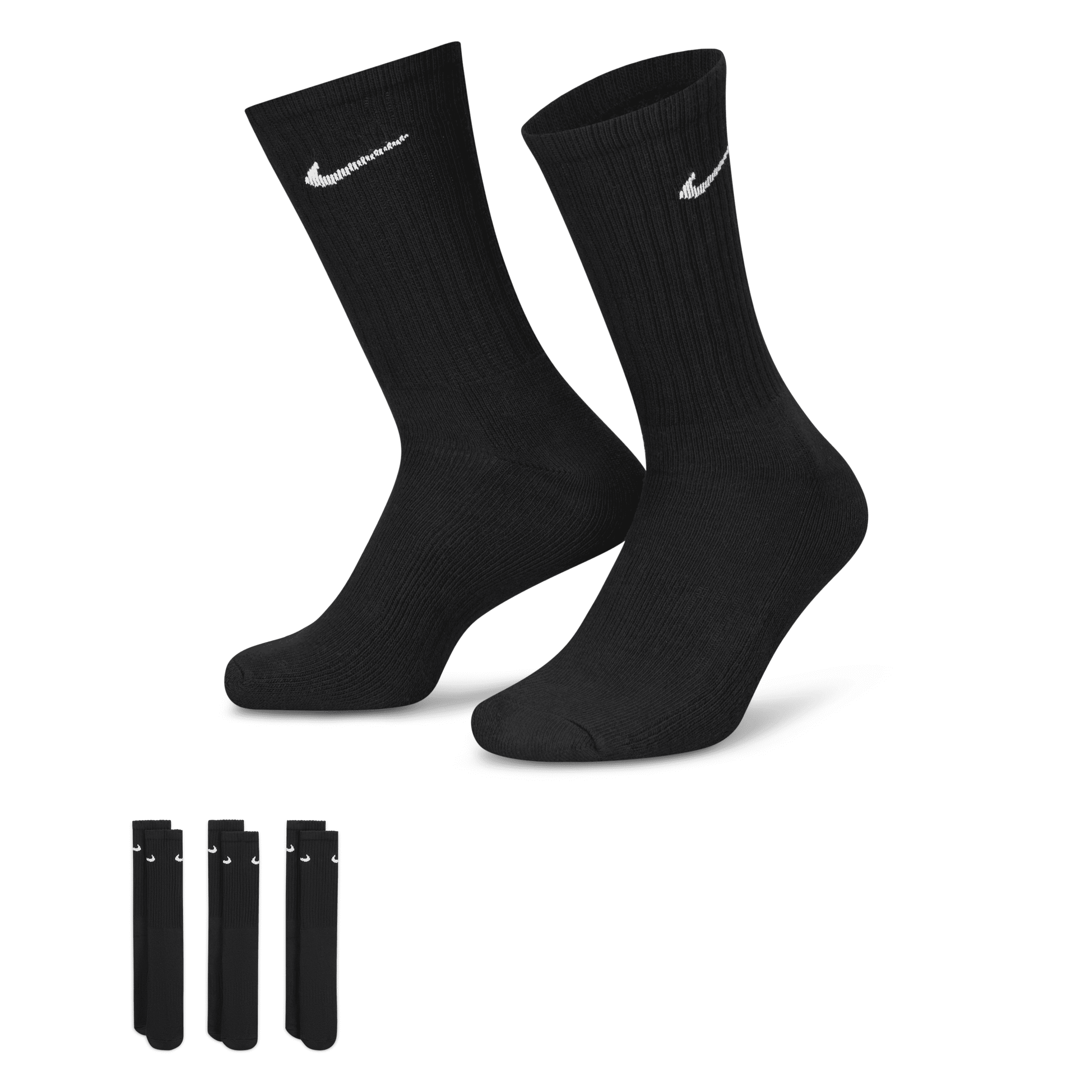 Nike Cushioned Calcetines largos de entrenamiento (3 pares) - Negro