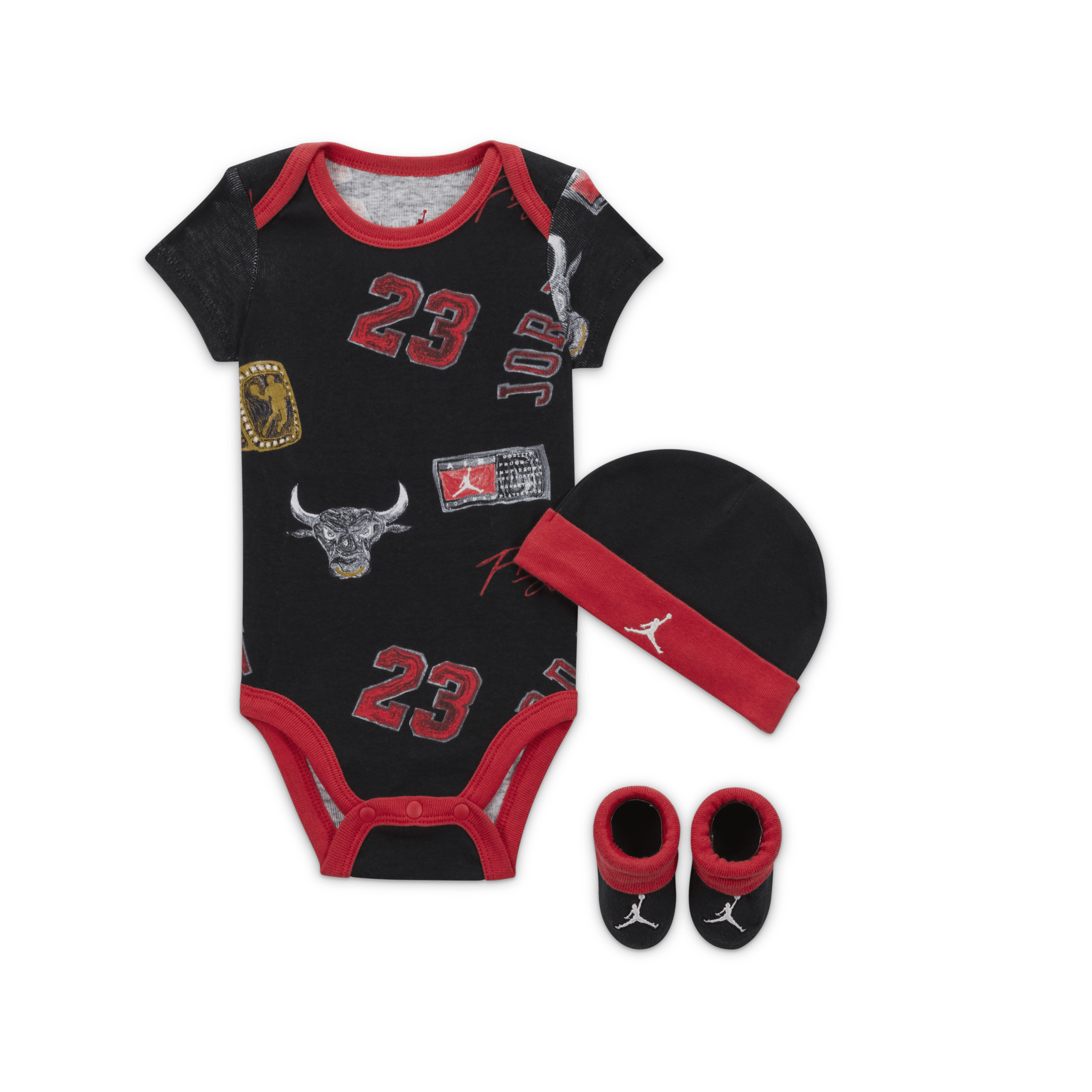 Nike Completo in 3 pezzi con stampa Jordan MJ Essentials – Bebè - Nero