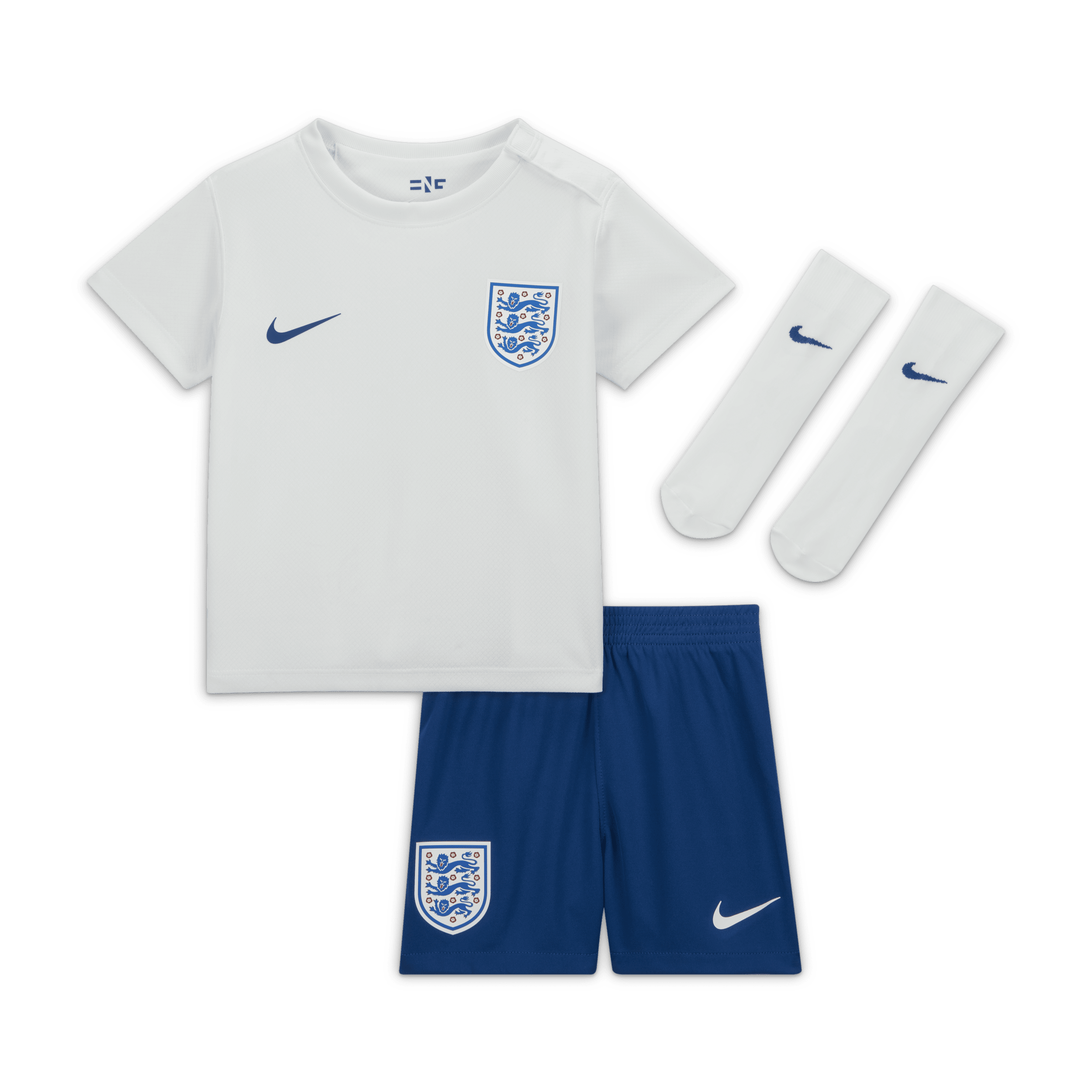 Engeland 2023 Thuis Nike Dri-FIT driedelig tenue voor baby's/peuters - Wit