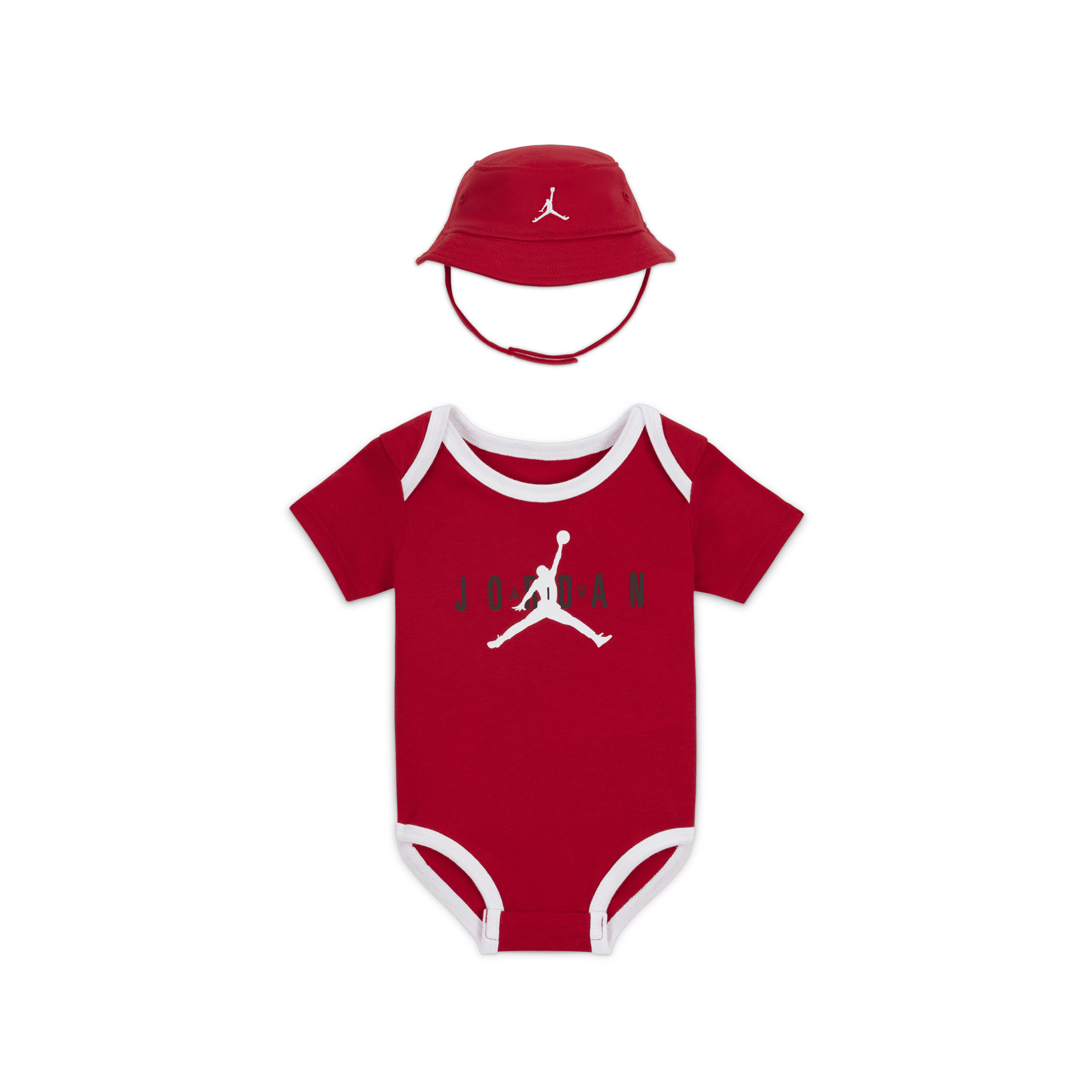Jordan Jumpman Bucket Hat and Bodysuit Set-bodysuitsæt til babyer (0-6 mdr.) - rød