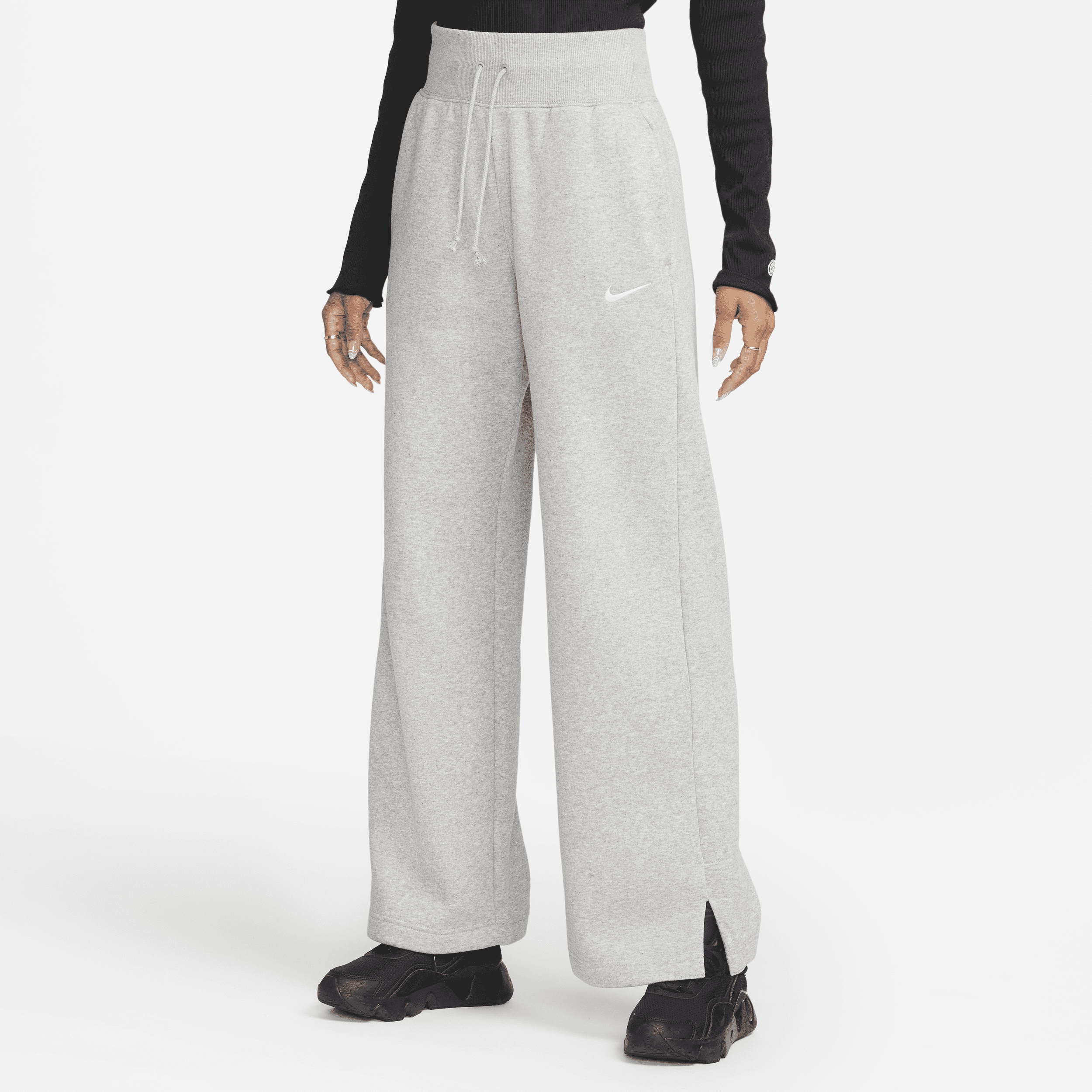 Nike Sportswear Phoenix Fleece-sweatpants med høj talje og brede ben til kvinder - grå