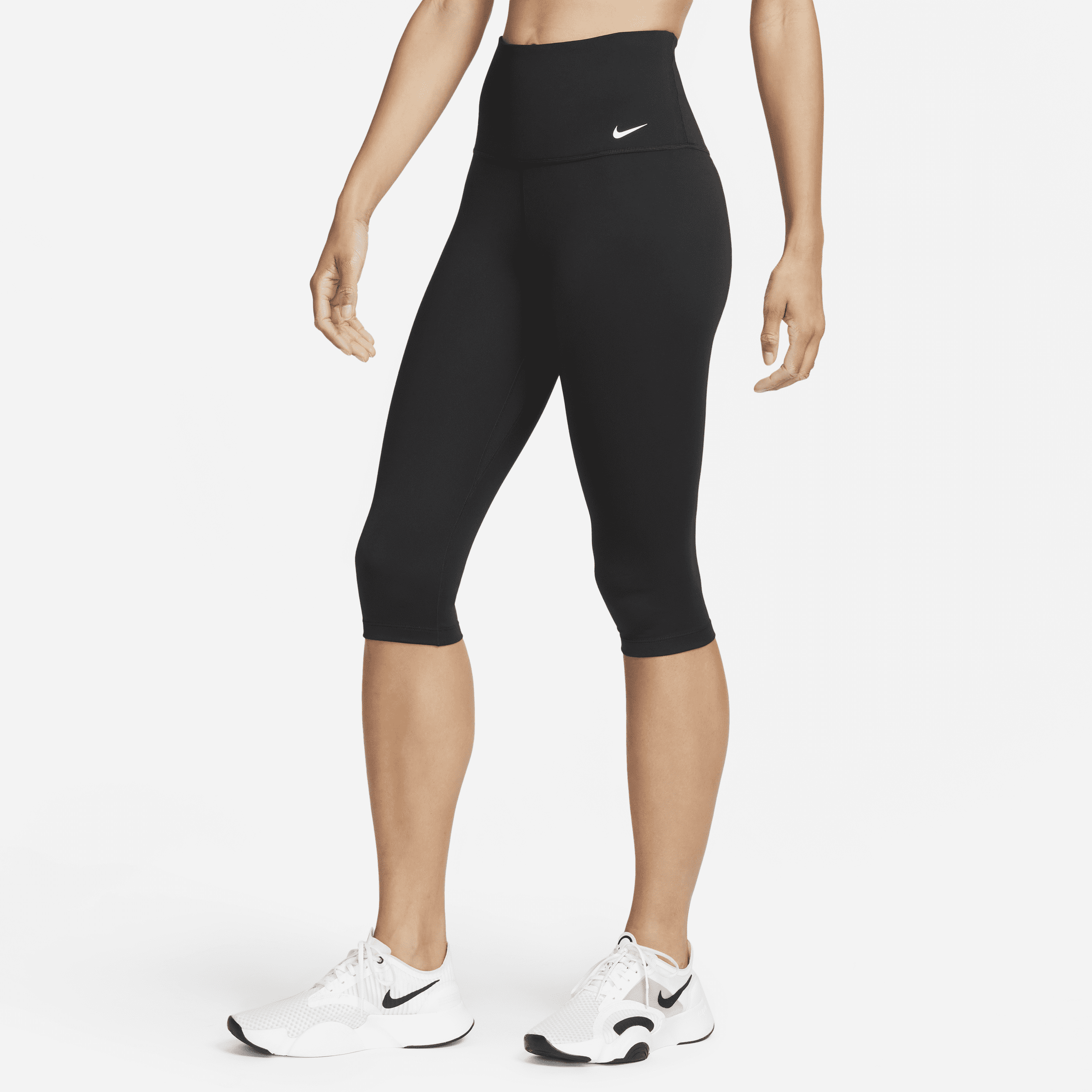 Højtaljet Nike One-caprileggings til kvinder - sort