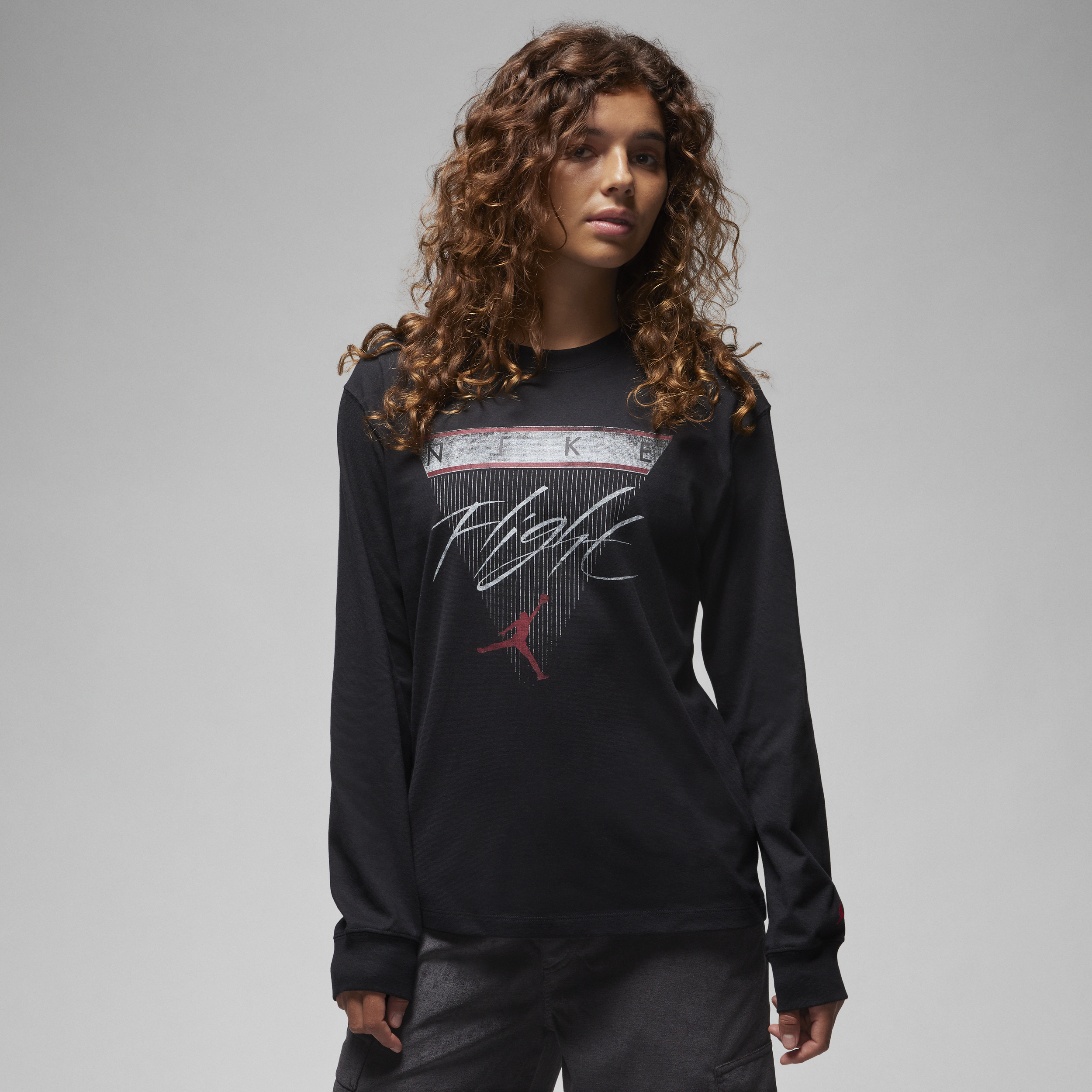 Nike Langærmet Jordan-T-shirt med grafik til kvinder - sort