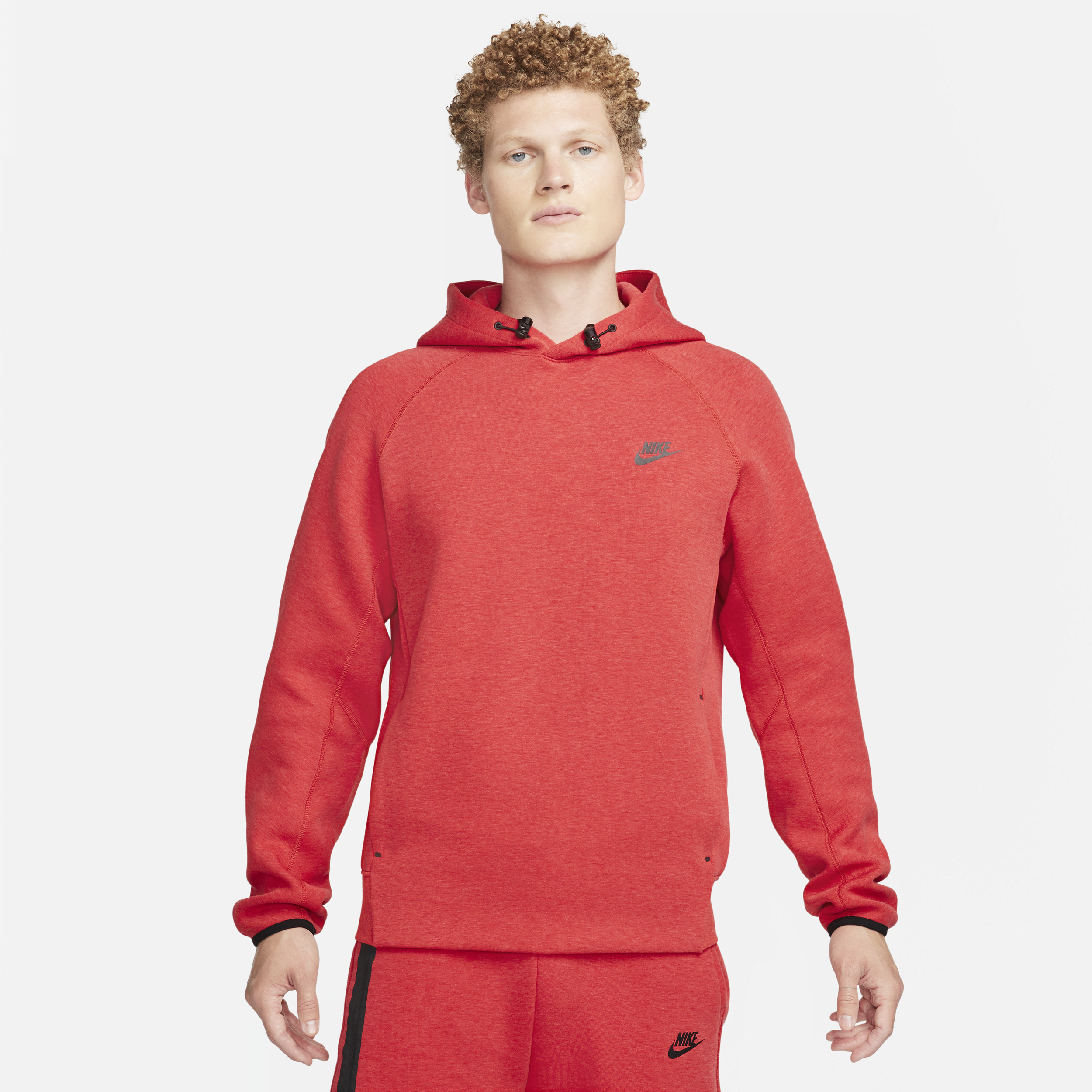 Felpa pullover con cappuccio Nike Sportswear Tech Fleece - Uomo - Rosso