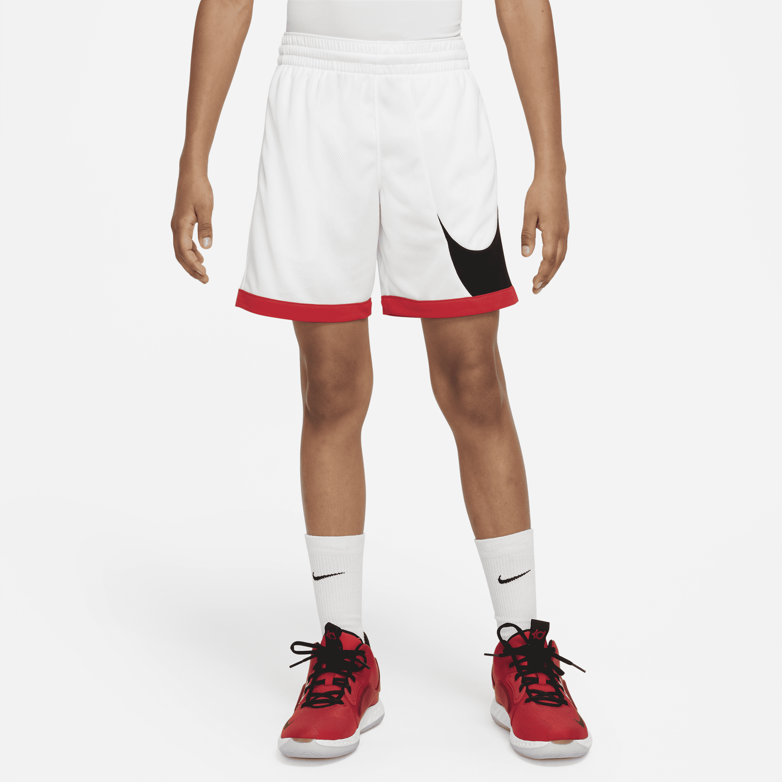 Nike Dri-FIT-basketballshorts til større børn (drenge) - hvid