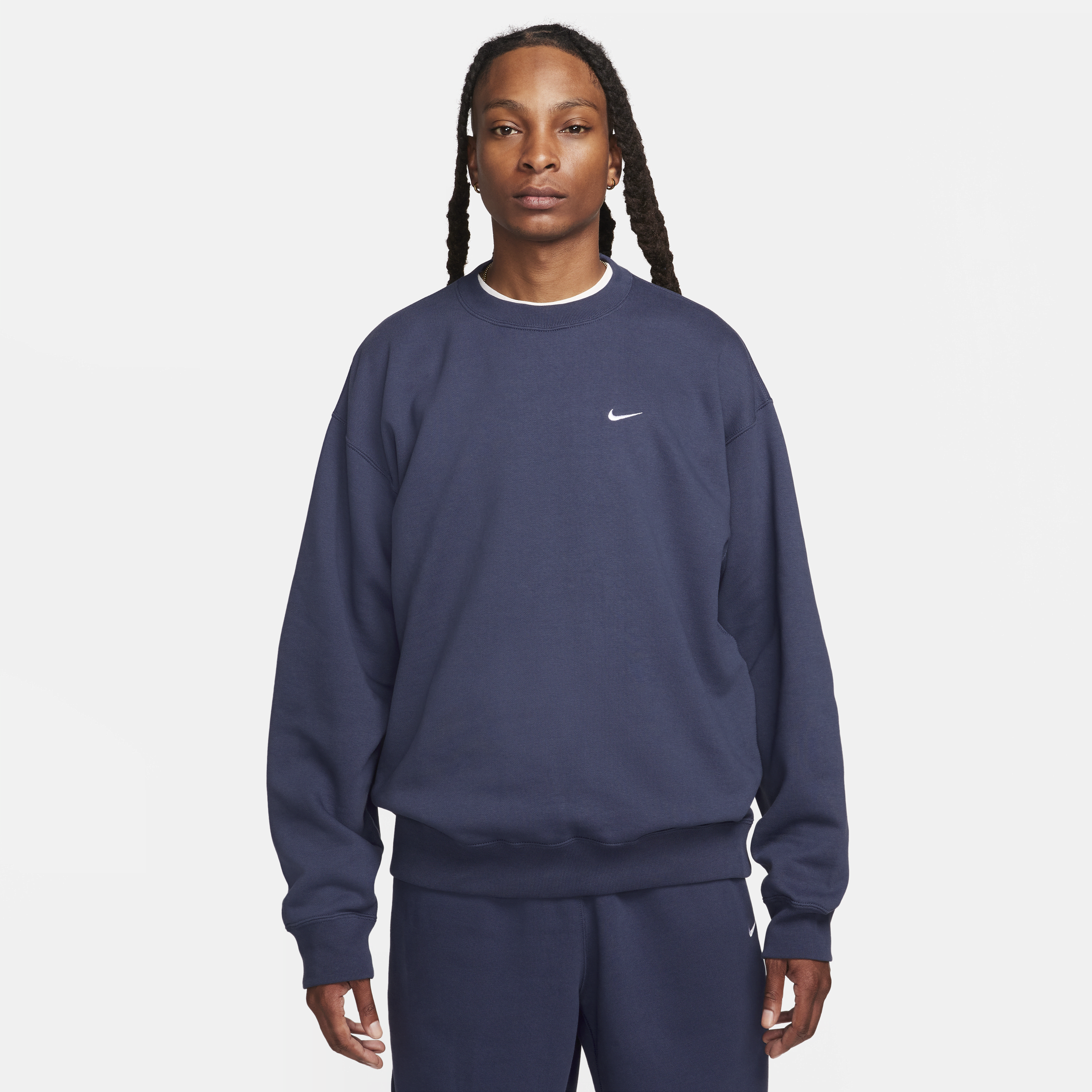 Nike Solo Swoosh-crewtrøje i fleece til mænd - blå
