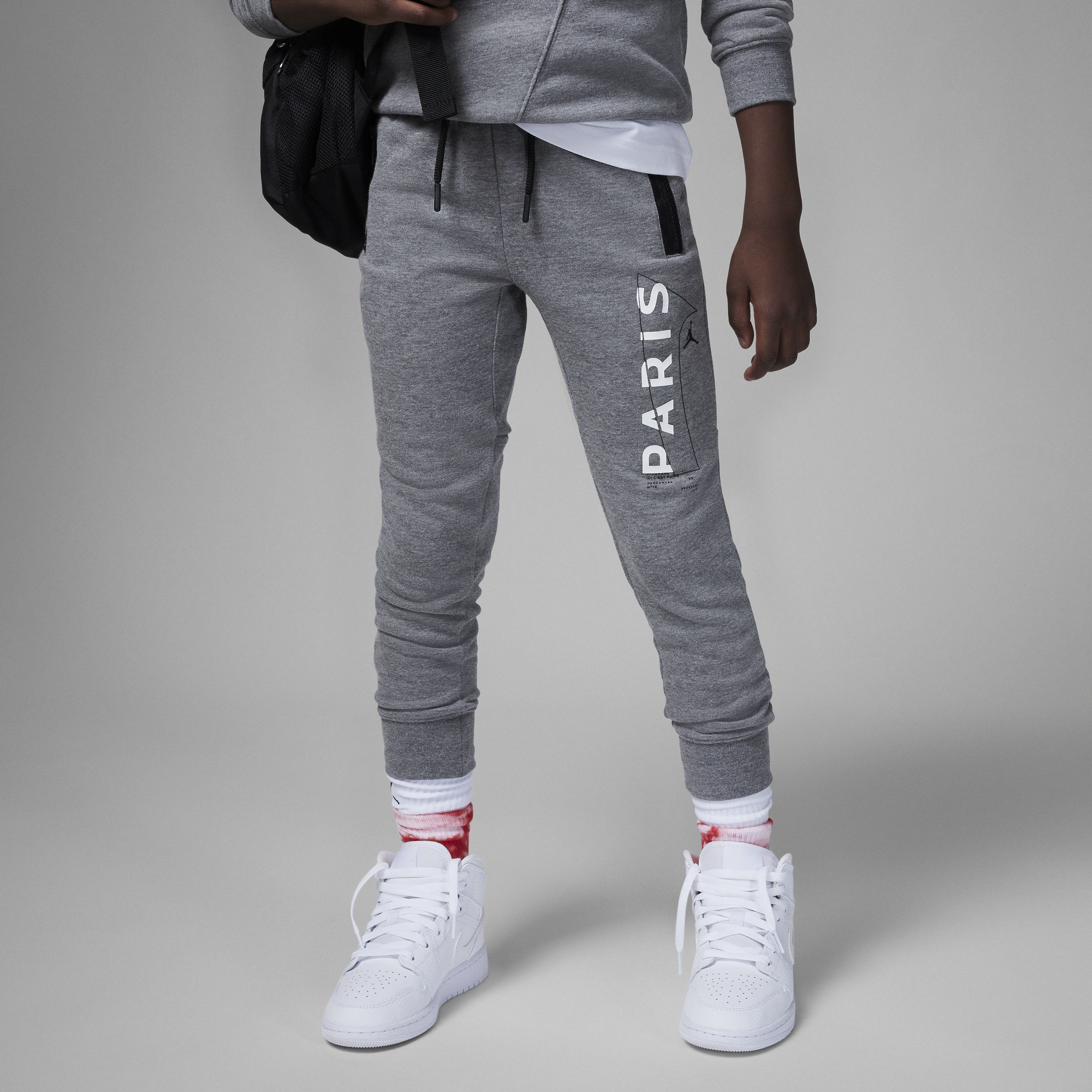 Jordan-Paris Saint-Germain-french terry-bukser til mindre børn - grå