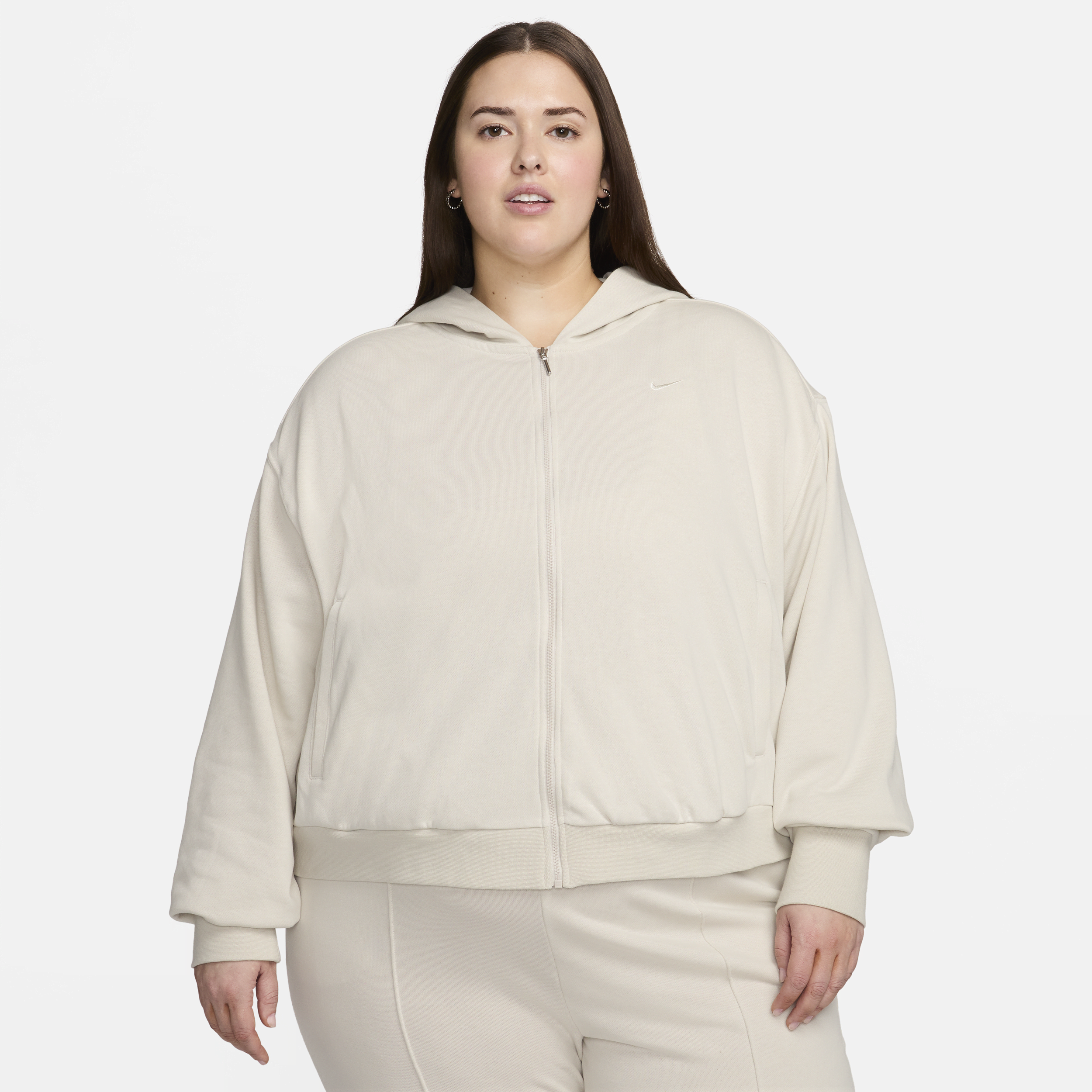 Nike Sportswear Chill Terry ruimvallende hoodie met rits over de hele lengte van sweatstof voor dames (Plus Size) - Bruin