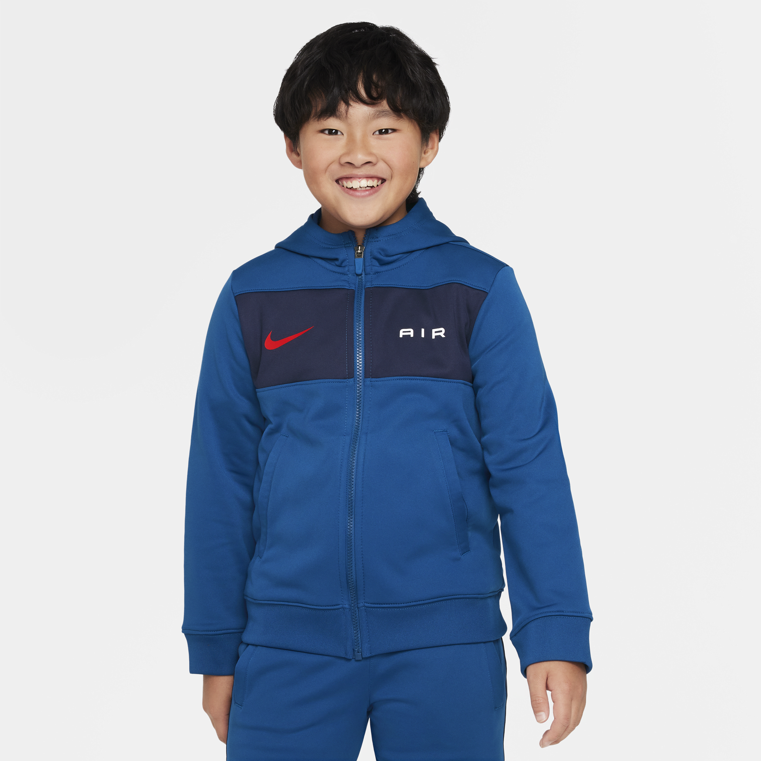 Nike Air - hættetrøje med lynlås til større børn (drenge) - blå