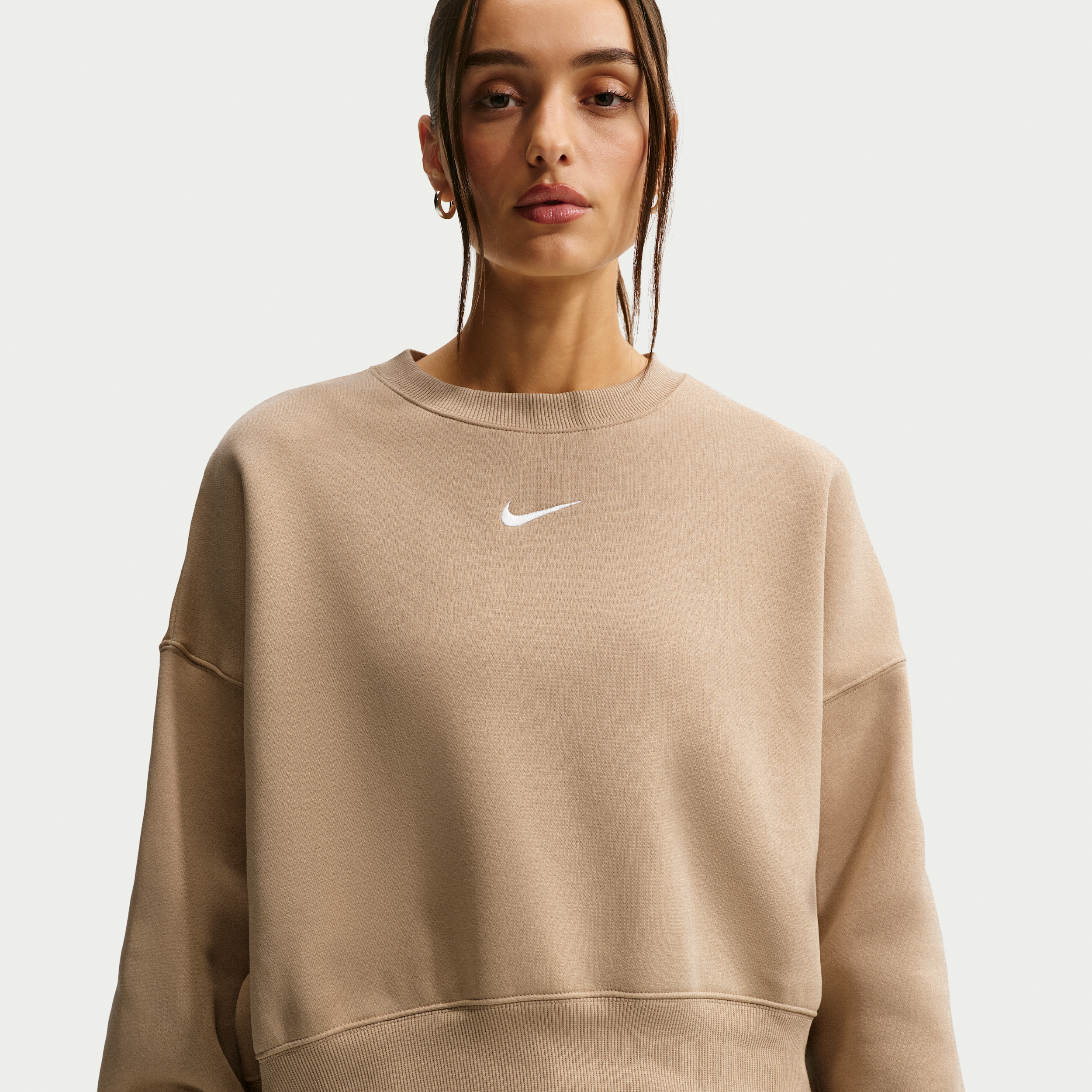 Nike Phoenix Fleece Sudadera de chándal de cuello redondo extraoversize - Mujer - Marrón