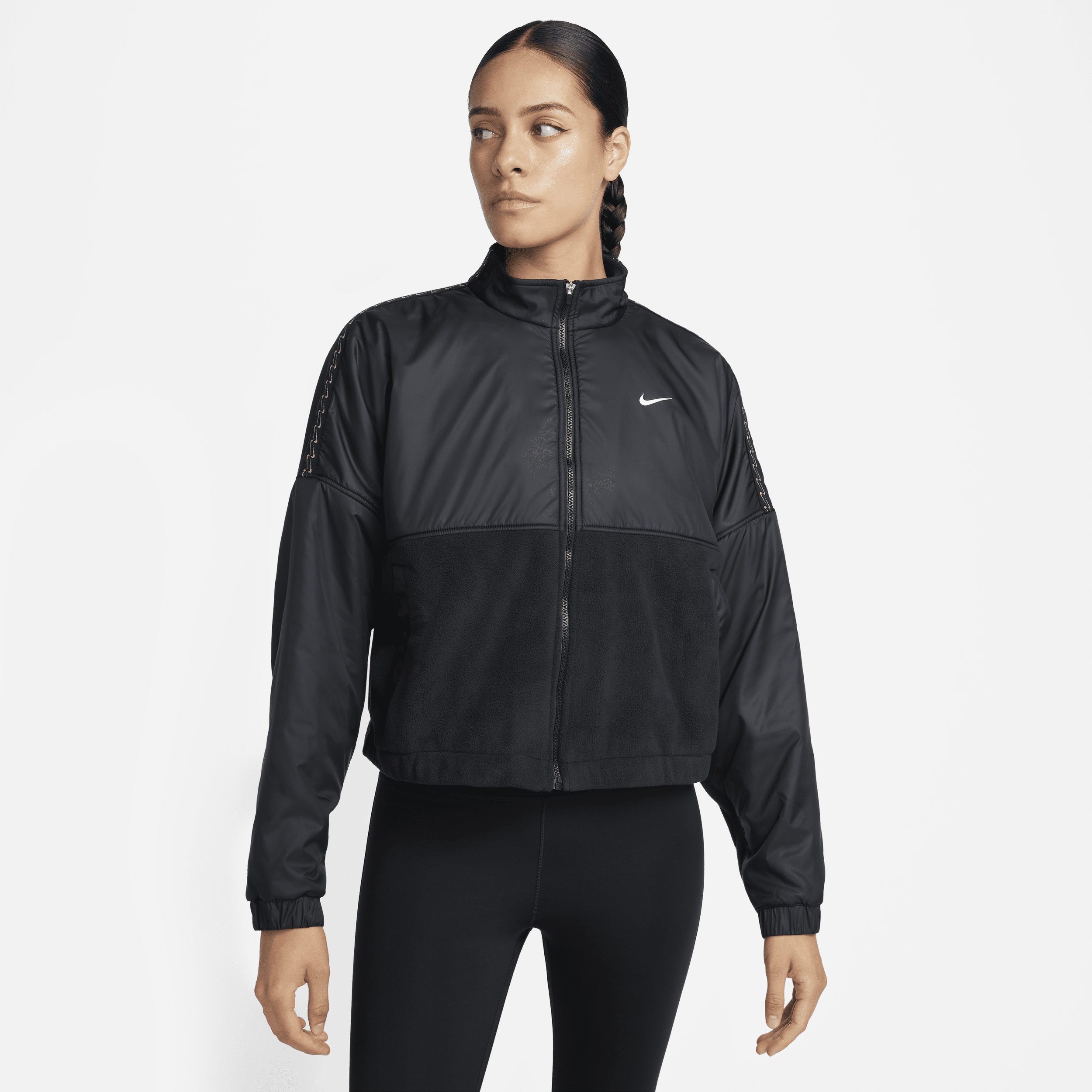 Nike Therma-FIT One-fleecejakke med lynlås til kvinder - sort