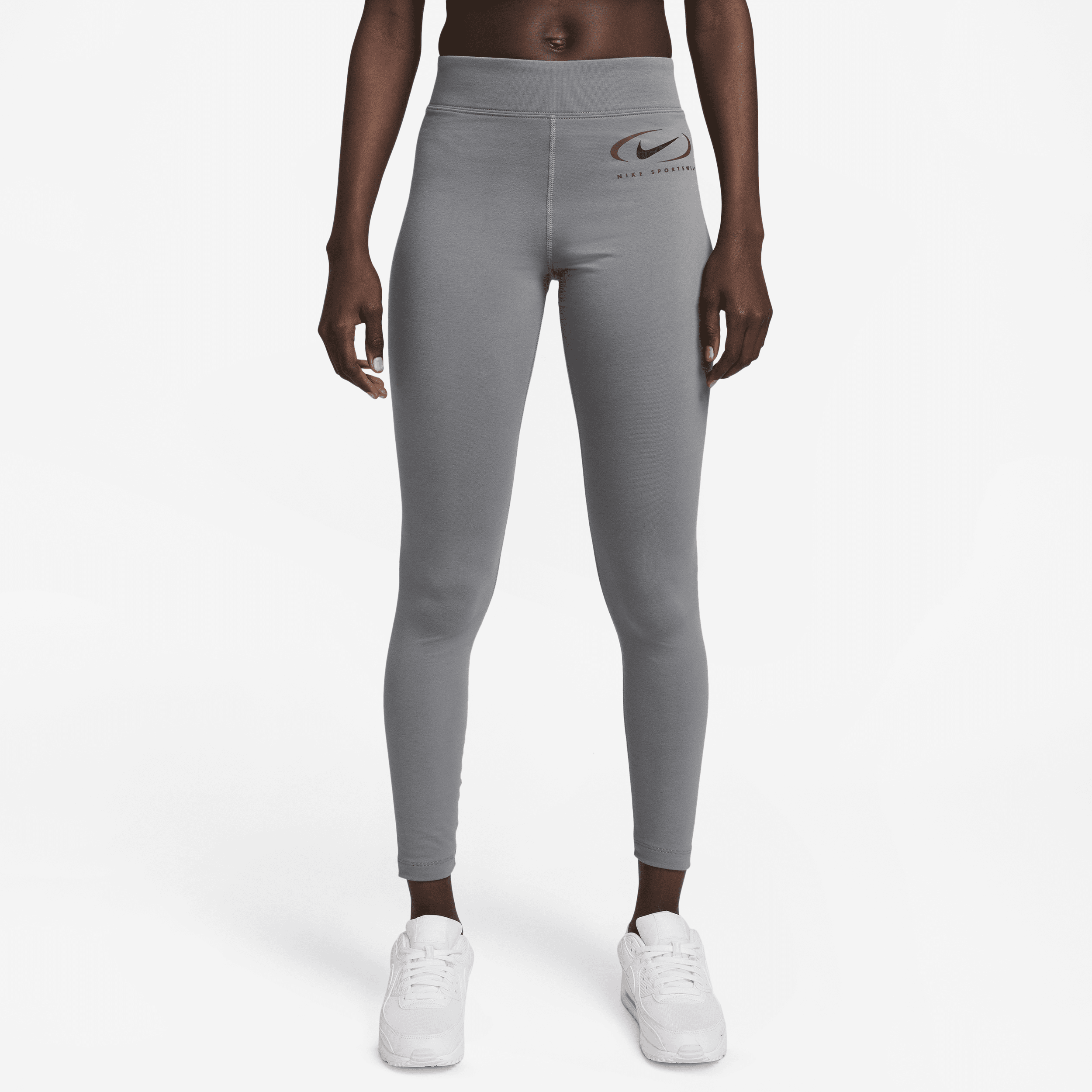 Nike Sportswear-leggings i fuld længde med høj talje og grafik til kvinder - grå