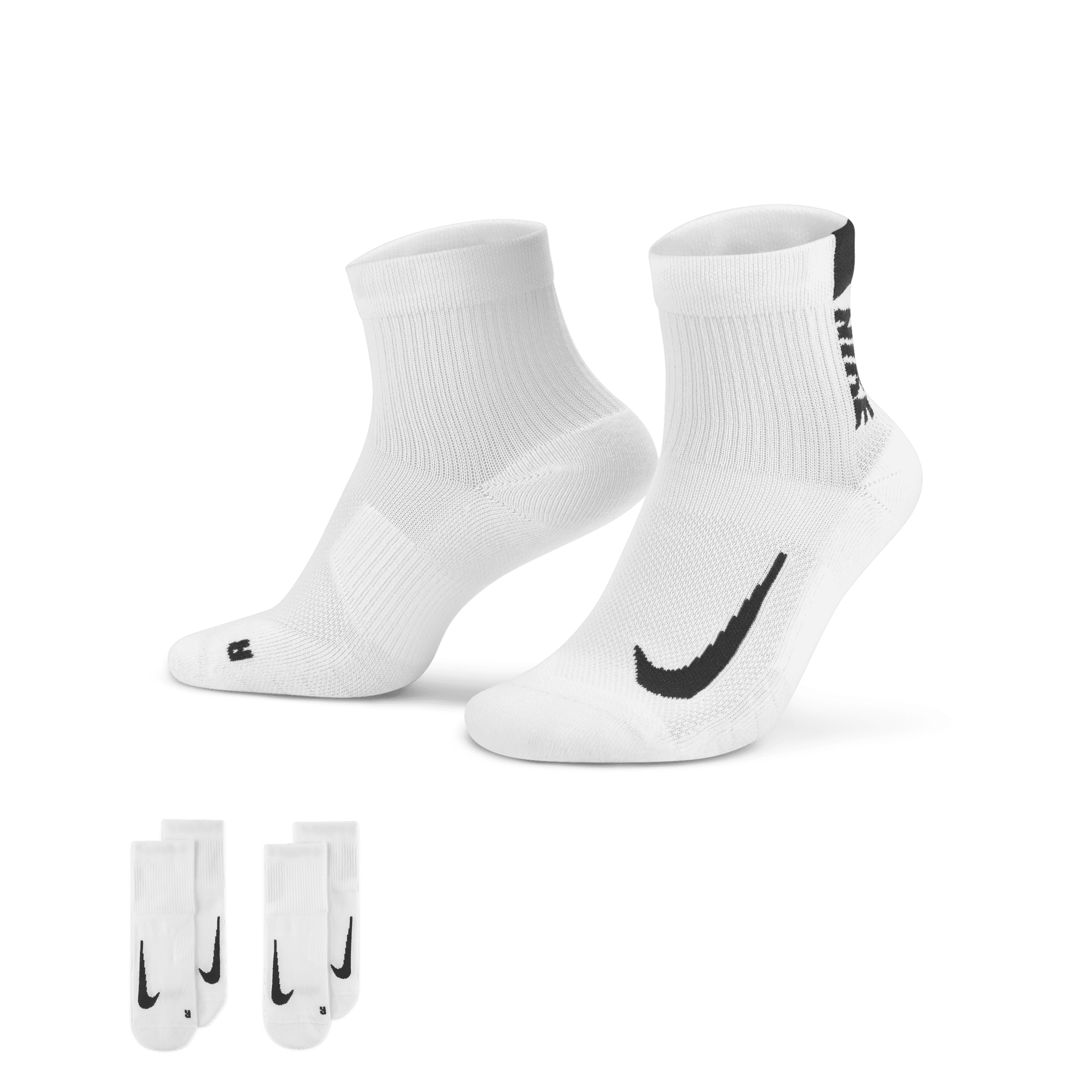 Nike Multiplier-ankelstrømper til løb (2 par) - hvid