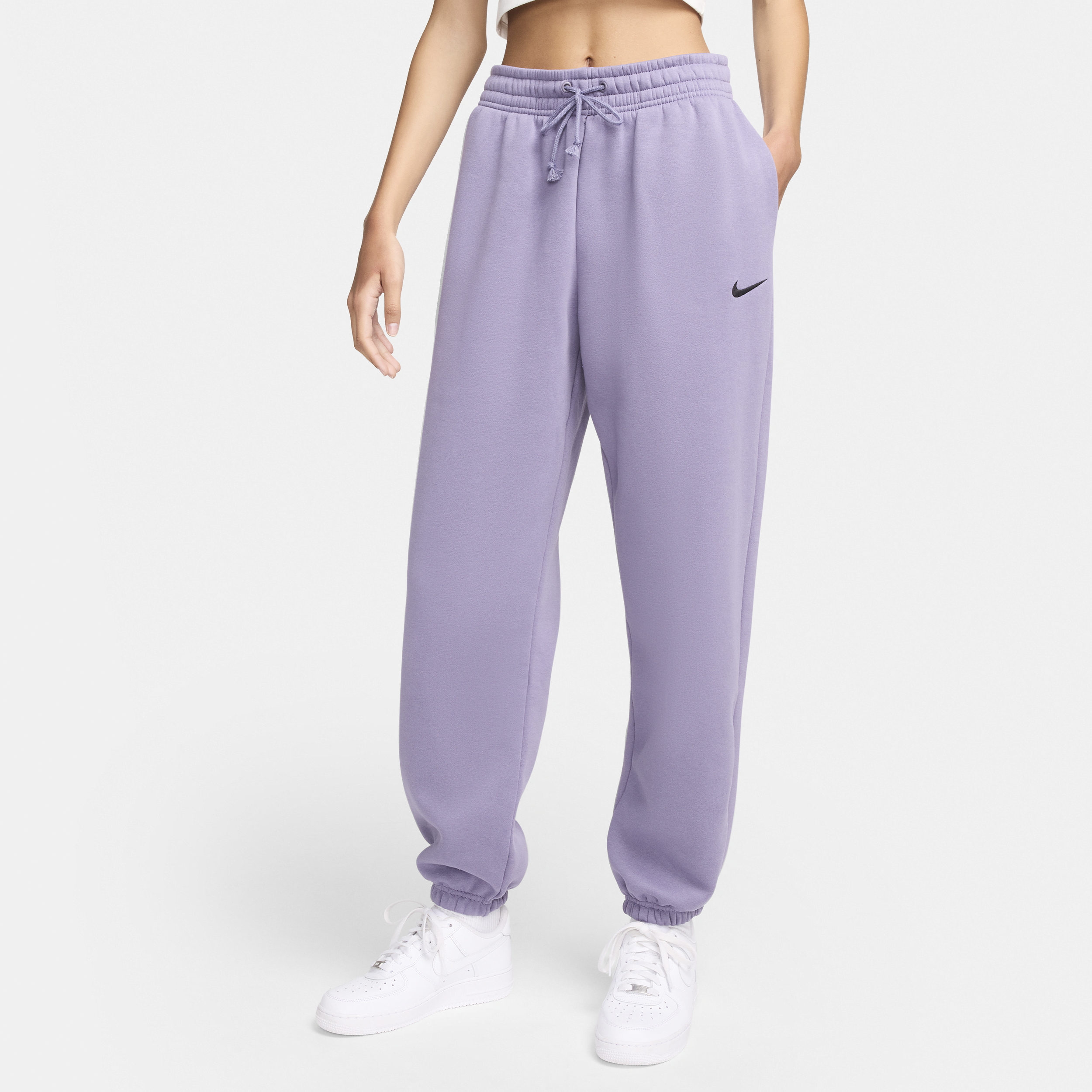 Overdimensionerede Nike Sportswear Phoenix Fleece-sweatpants med høj talje til kvinder - lilla