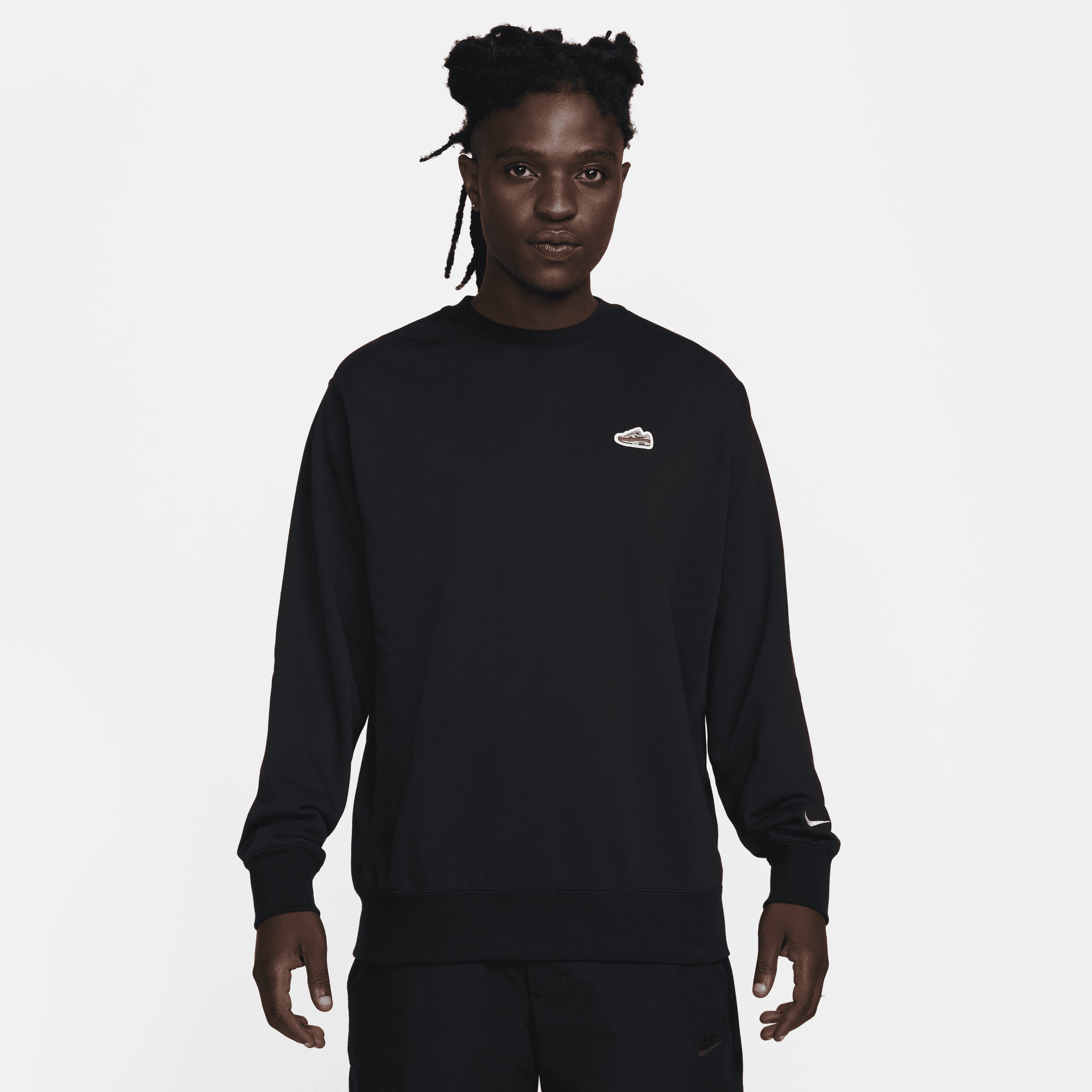 Nike Sportswear-sweatshirt med rund hals i french terry til mænd - sort